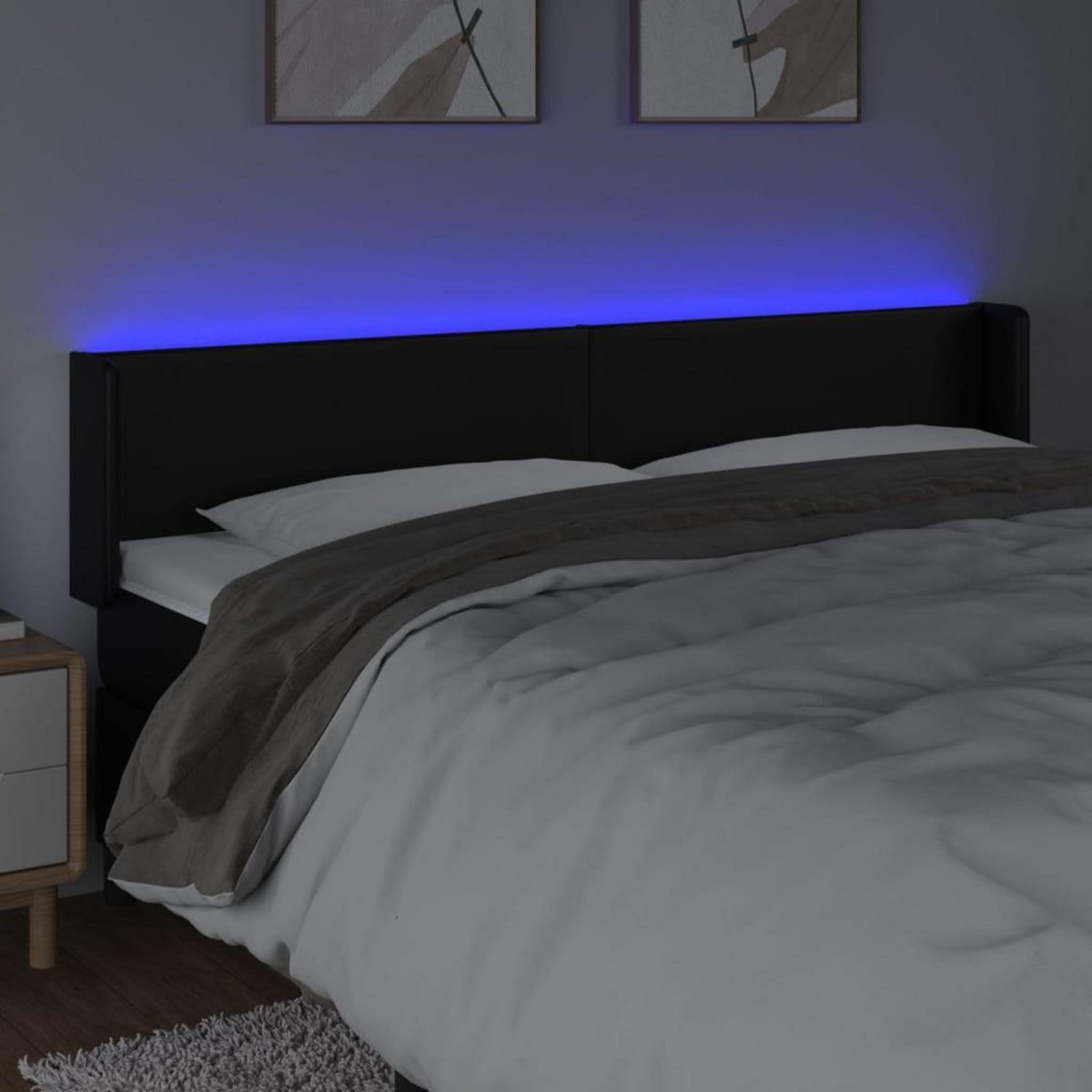 VIDAXL Tete de lit a LED Noir 163x16x78/88 cm Similicuir