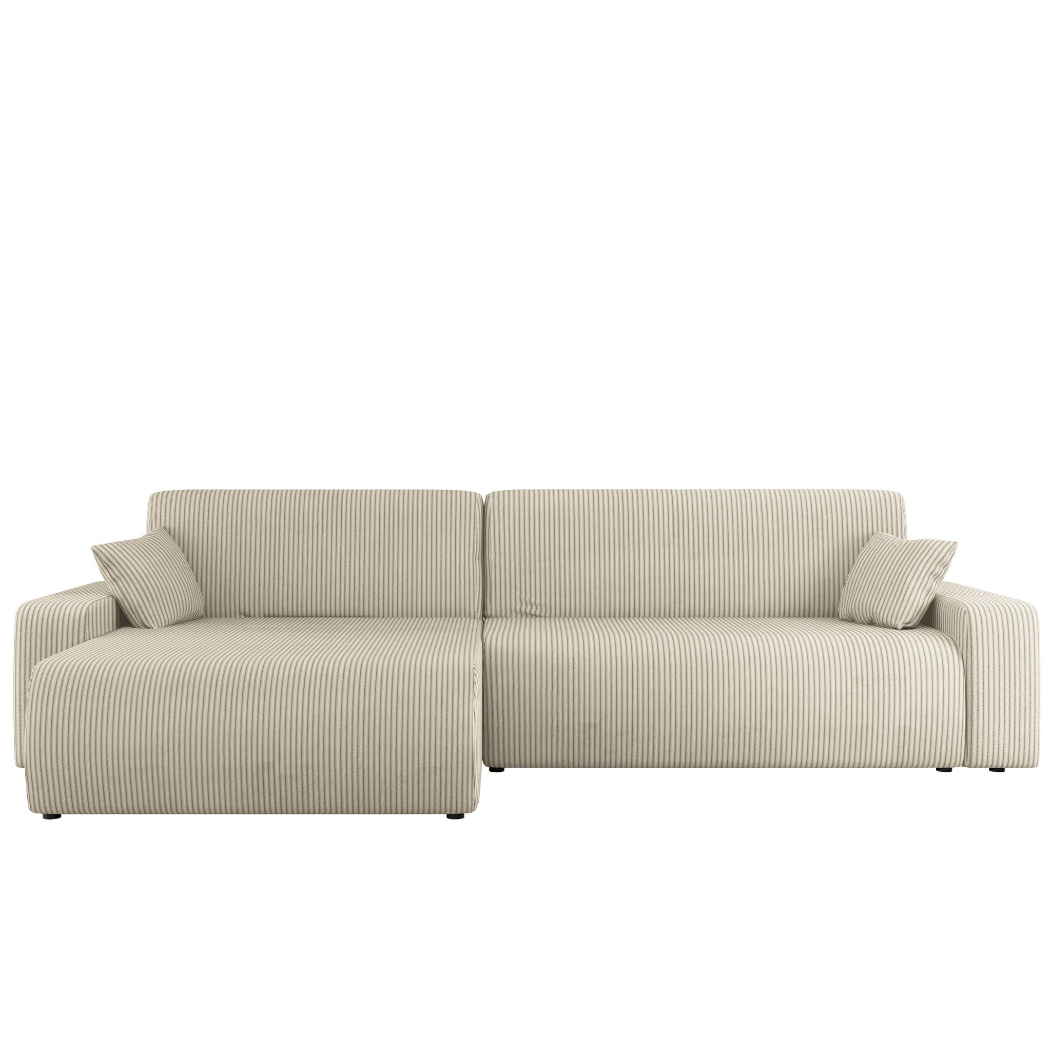 Voir la diapositive 1 : BEST MOBILIER Artemisa - canapé d'angle réversible 5 places convertible avec coffre en velours côtelé