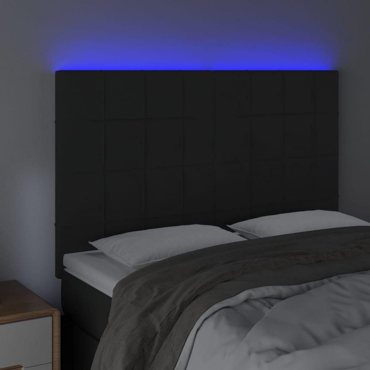 VIDAXL Tete de lit a LED Noir 144x5x118/128 cm Velours