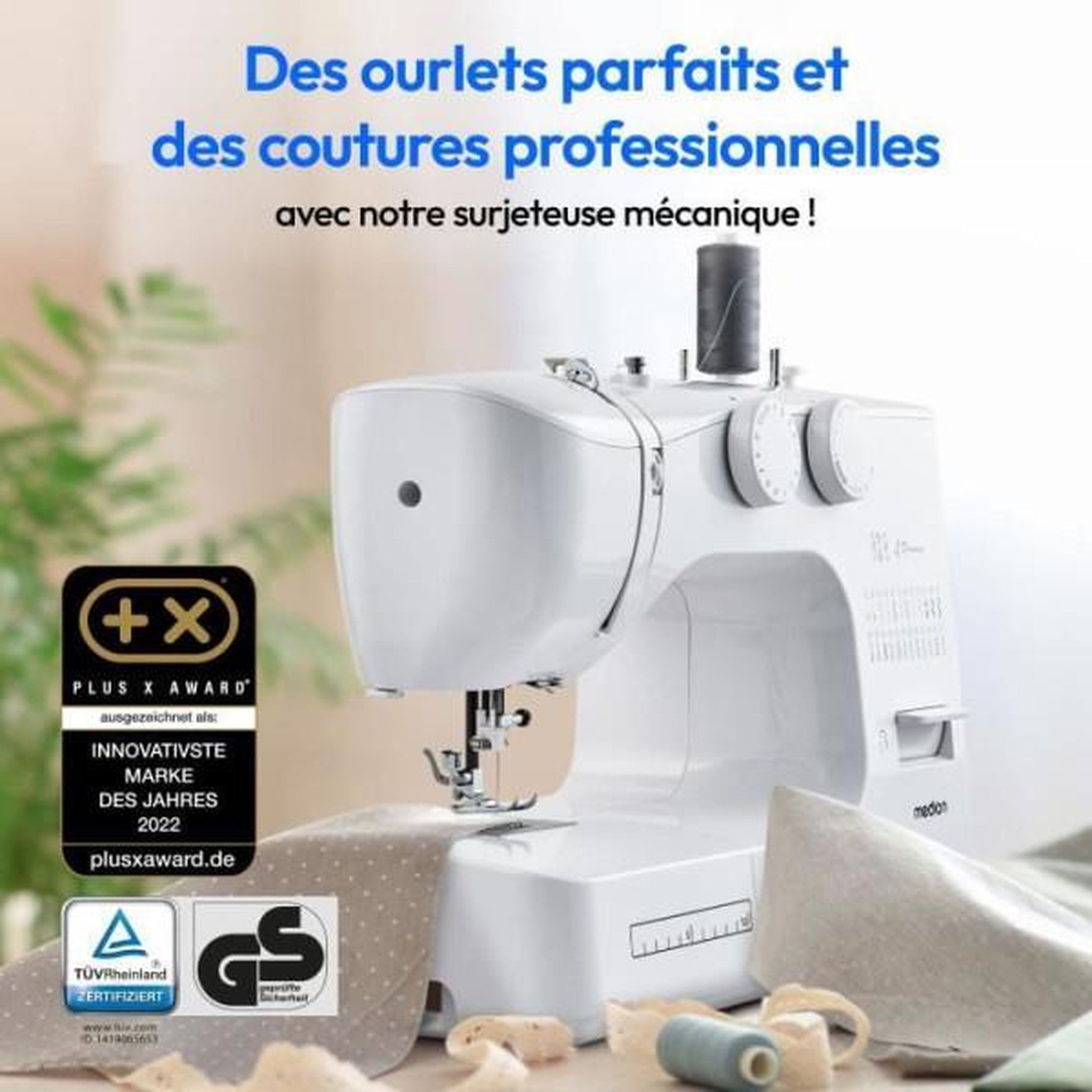 Voir la diapositive 3 : Medion Machine a Coudre Machine a Coudre - MEDION - SM 60 - 62W - 24 Points + Points Doubles - 700 tr/min - LED - Blanc