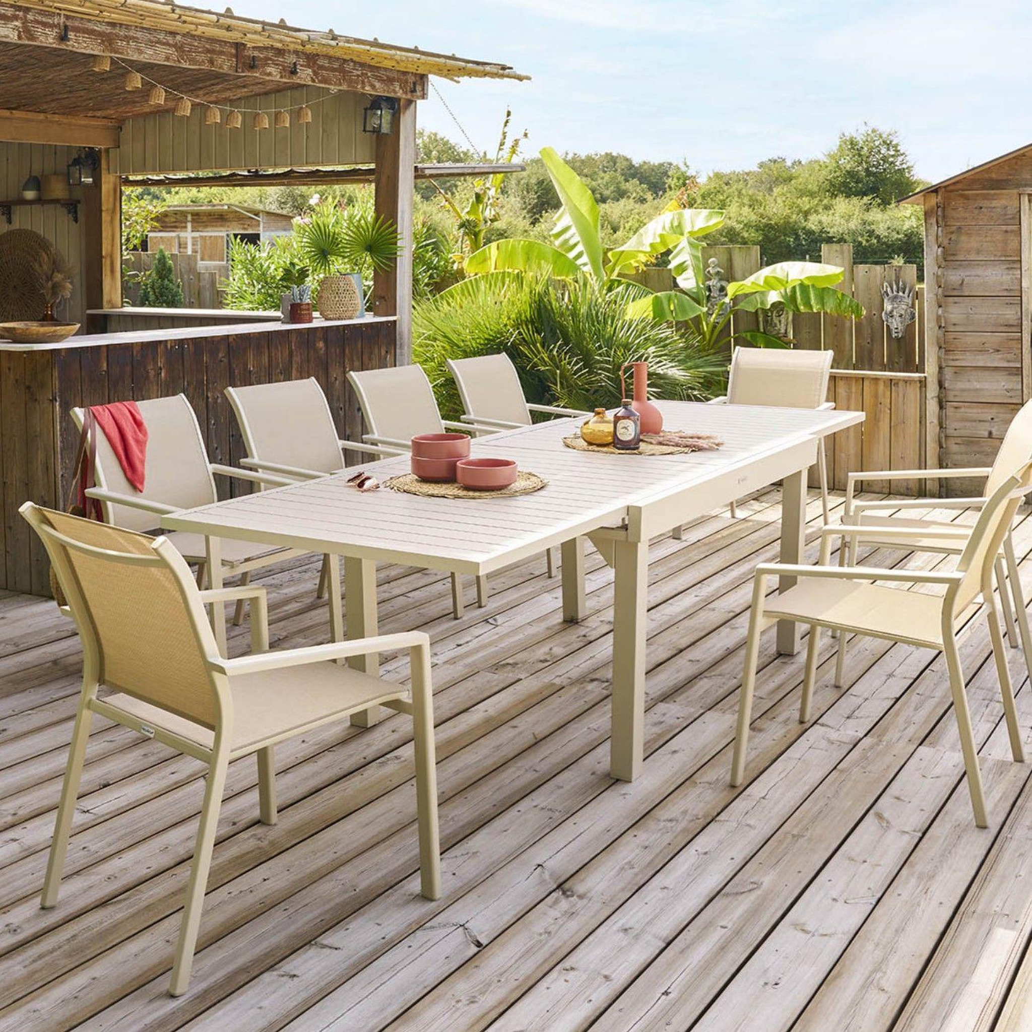 Voir la diapositive 2 : HESPERIDE Table de jardin extensible piazza en aluminium - 10 places