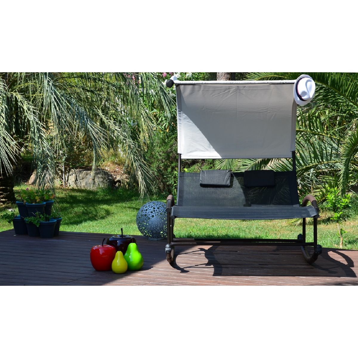 Balancelle de jardin - Acier et polyester - Gris - WELNESS