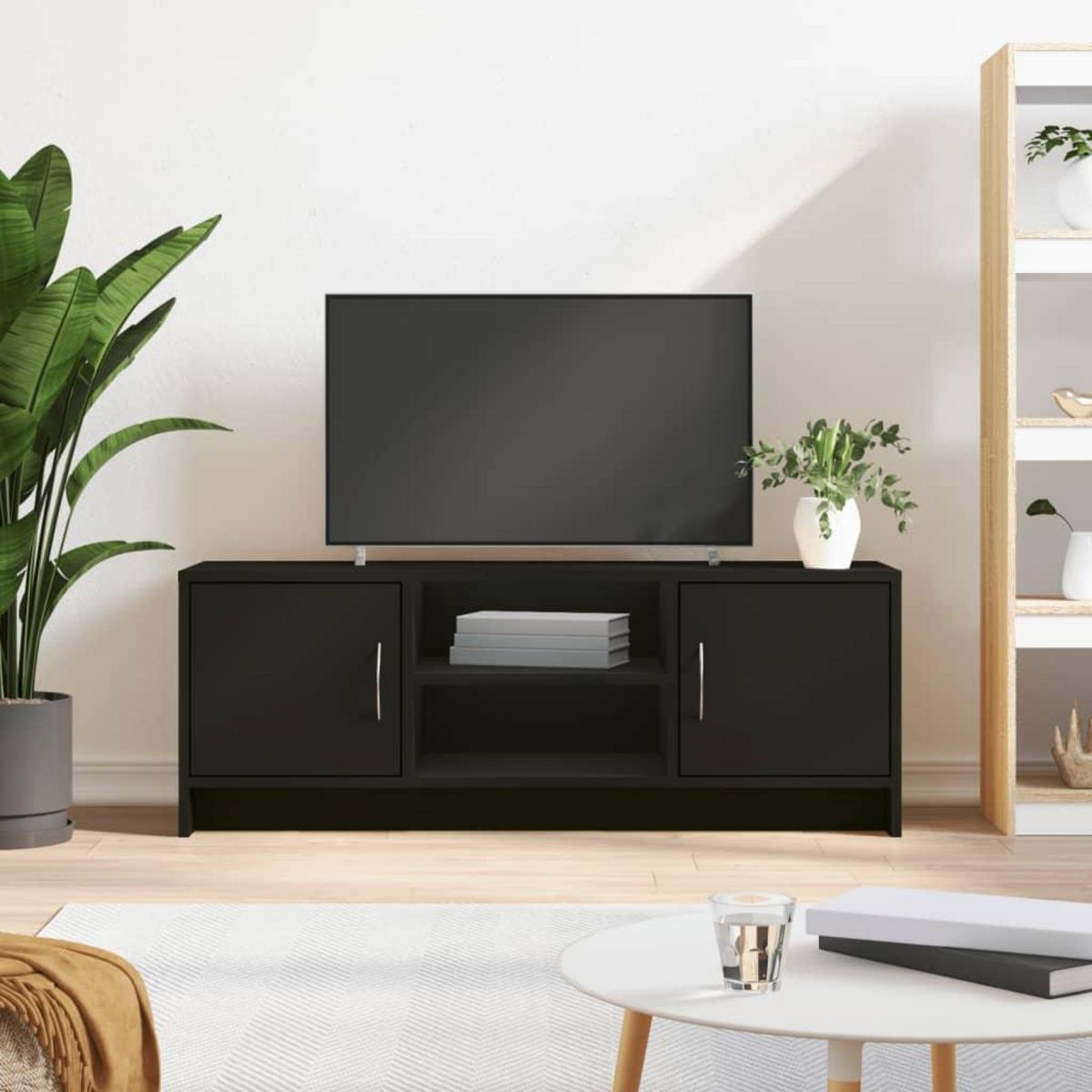 VIDAXL Meuble TV noir 102x30x37,5 cm bois d'ingenierie
