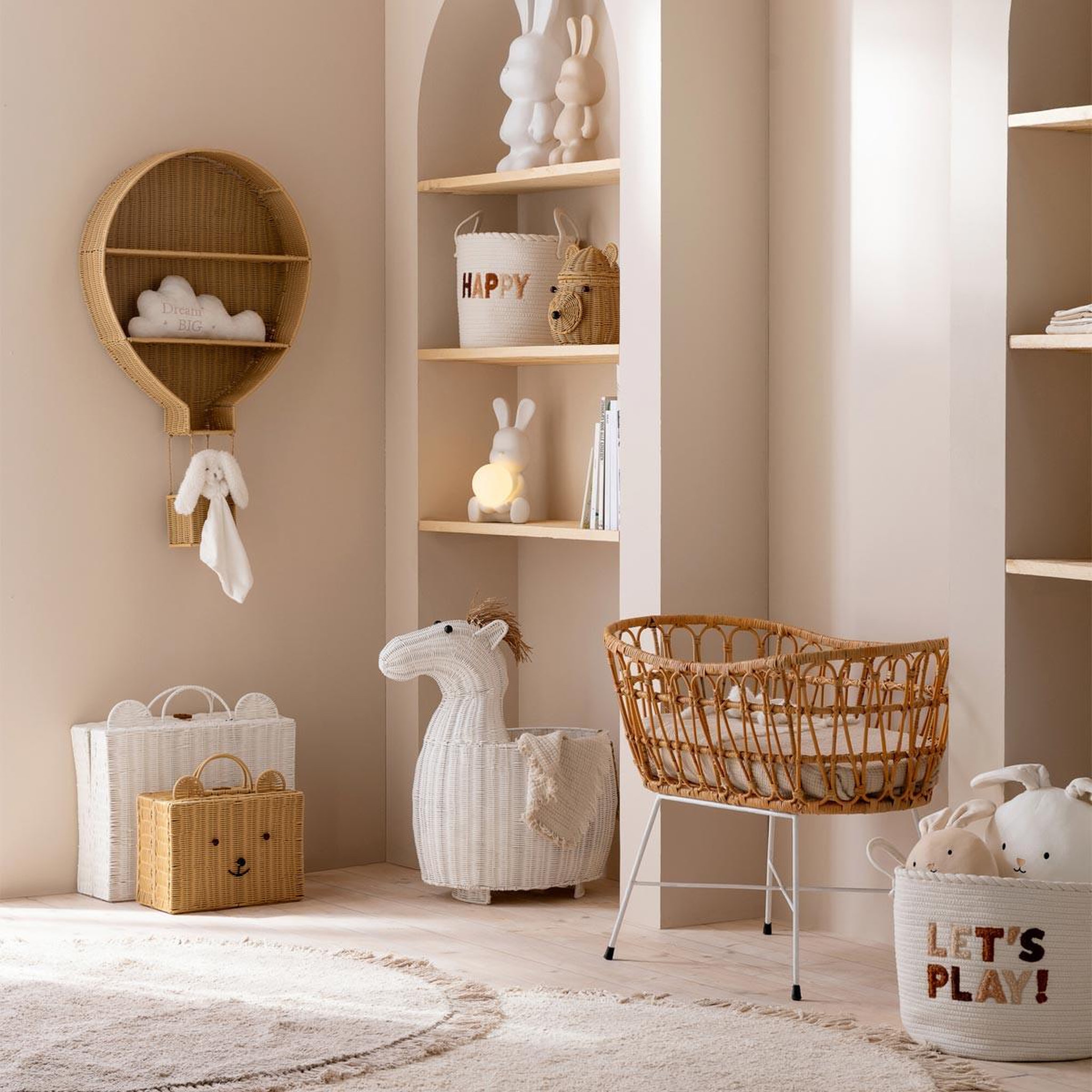 Voir la diapositive 6 : J-LINE Étagère murale montgolfière  porfirio  100cm naturel