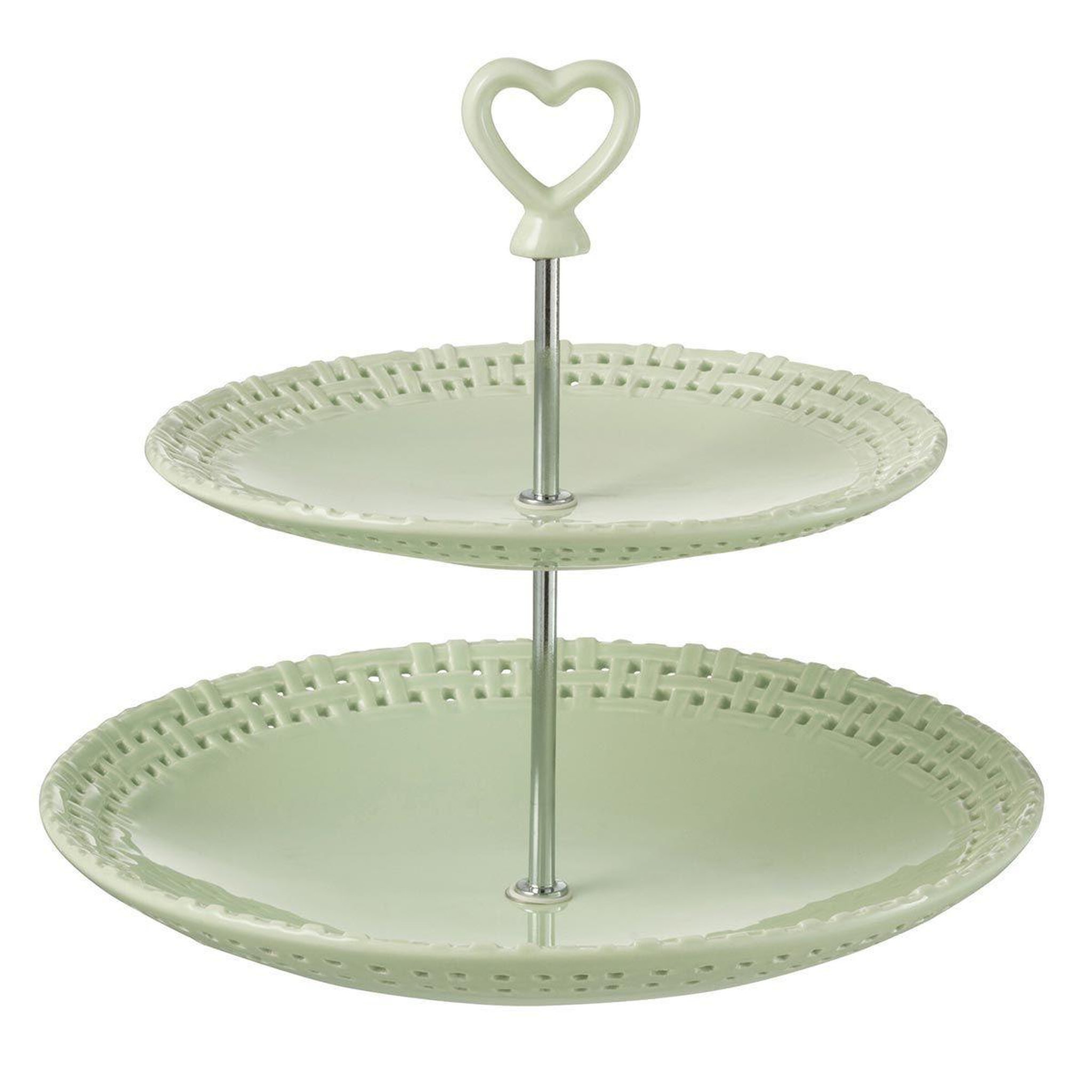 J-LINE Serviteur 2 étages en céramique  vercer  25cm vert
