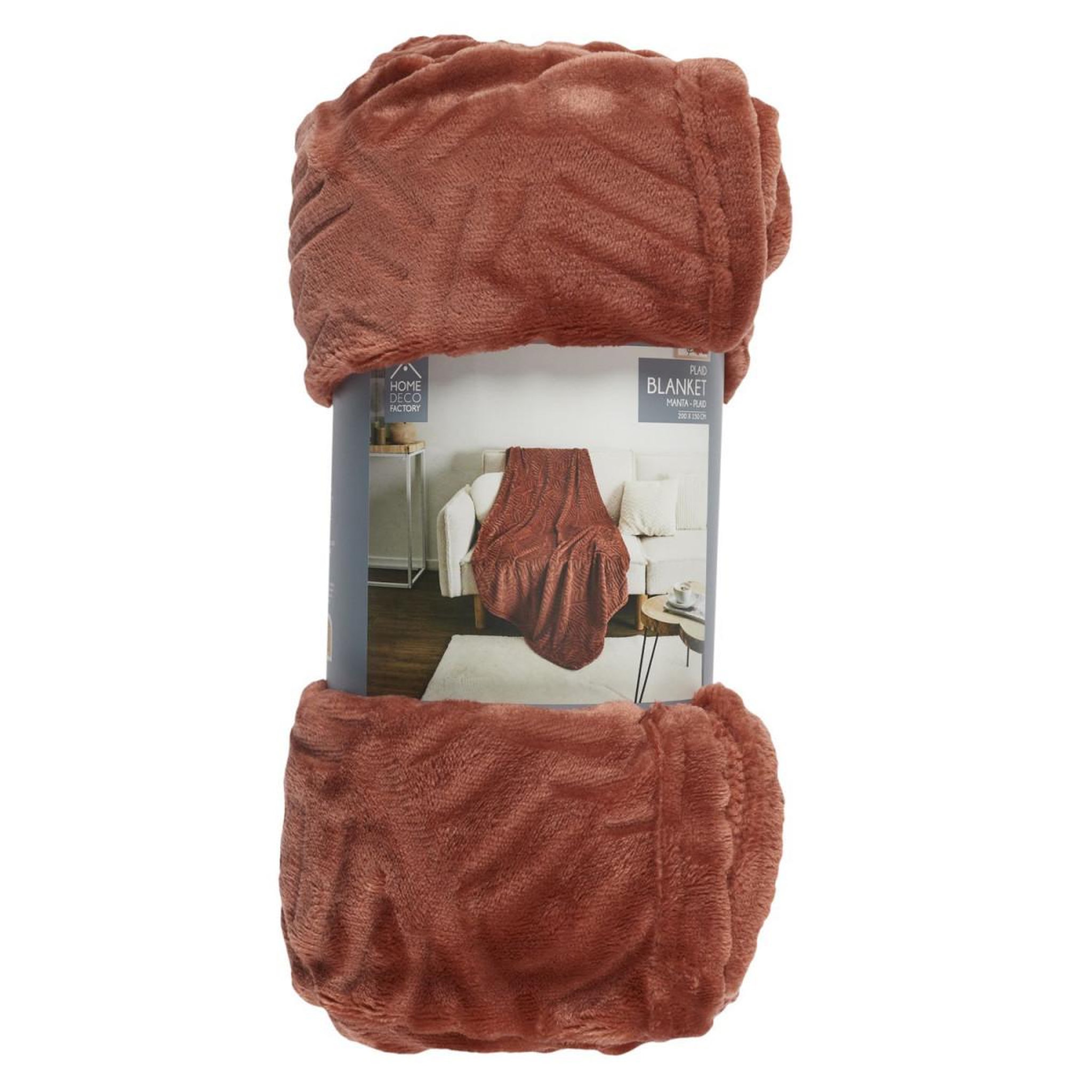 Voir la diapositive 3 : The Home Deco Factory Plaid flanelle embosse  roméo  150x200cm terracotta