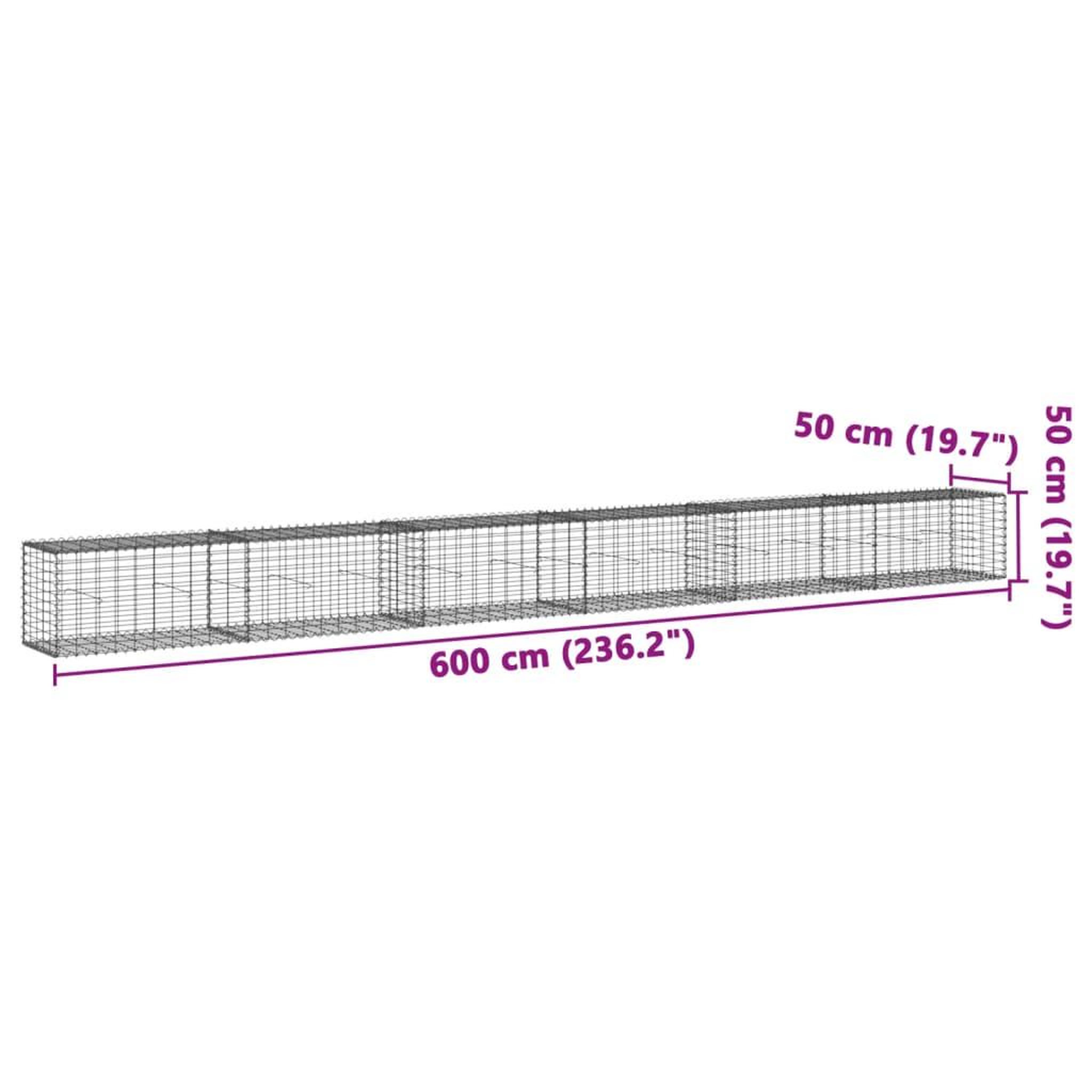 Voir la diapositive 6 : VIDAXL Panier gabion avec couvercle 600x50x50 cm fer galvanise