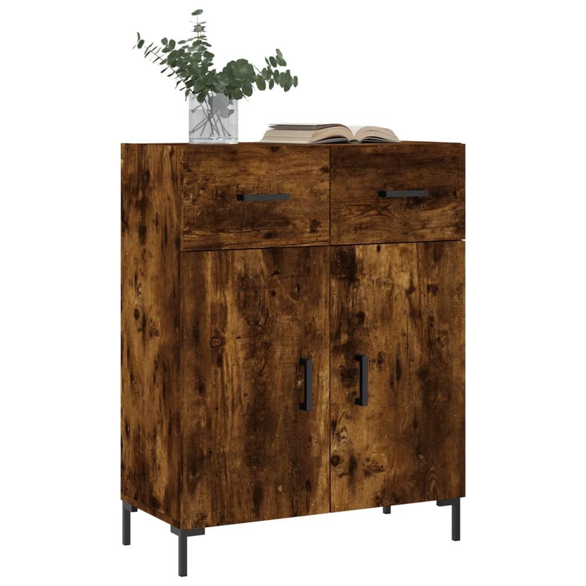 Voir la diapositive 3 : VIDAXL Buffet chene fume 69,5x34x90 cm bois d'ingenierie