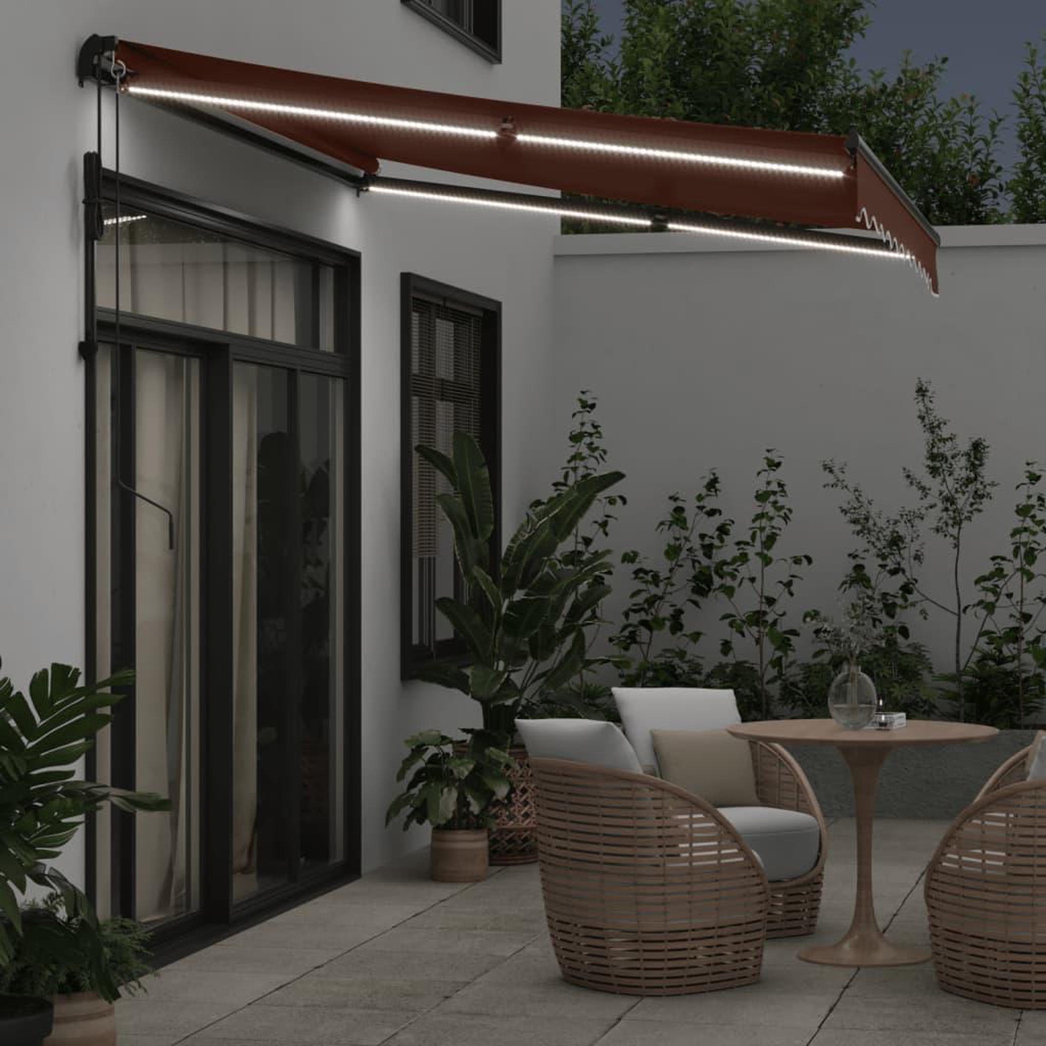 Voir la diapositive 3 : VIDAXL Auvent retractable automatique avec LED marron 300x250 cm