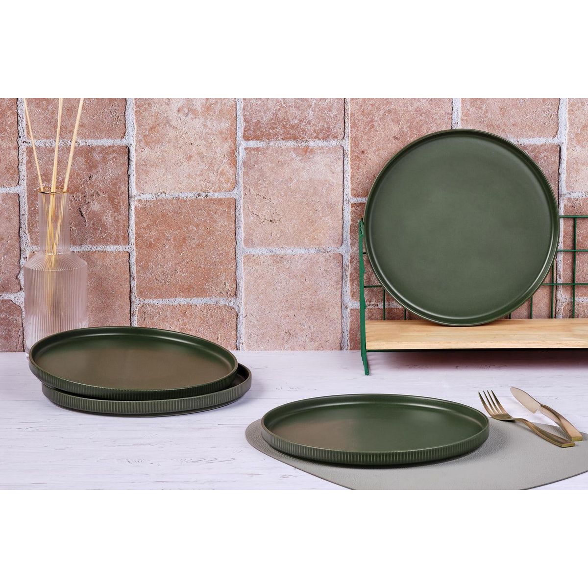 BJORN Assiette SCANDI Ø27,5cm - 4 pièces - Olive
