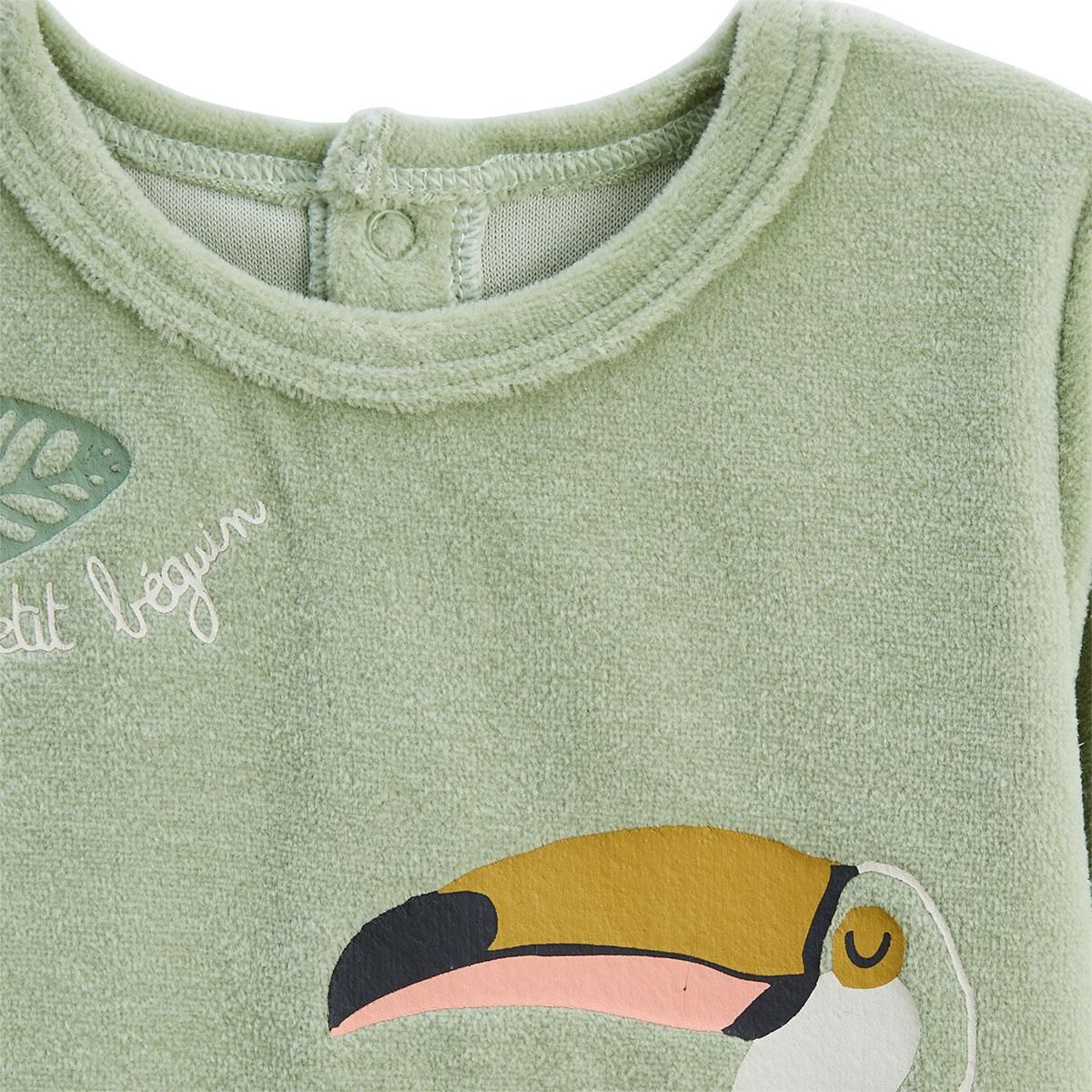 Petit Béguin Pyjama enfant 2 pièces en velours avec pieds retroussables Boavista