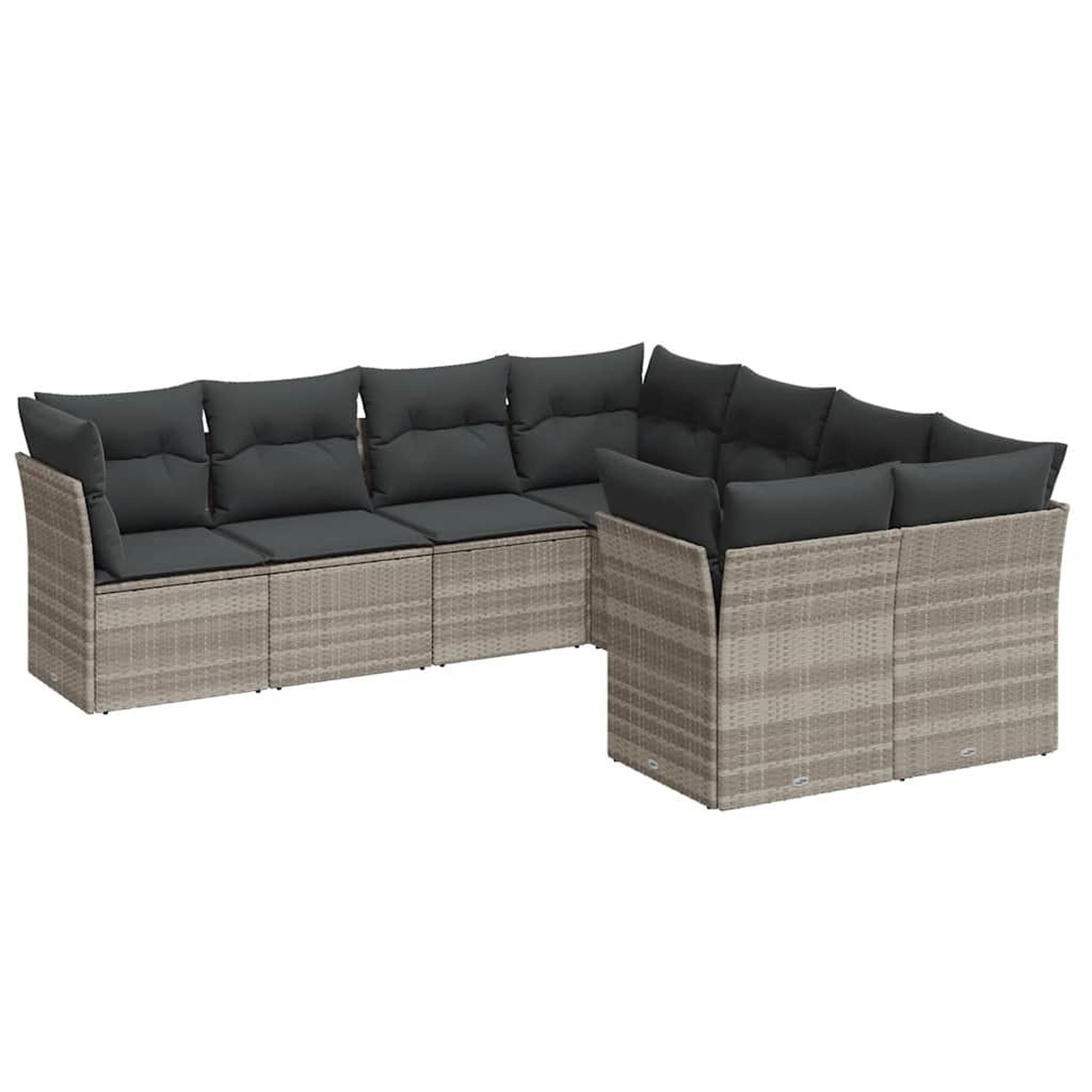 Voir la diapositive 2 : VIDAXL Salon de jardin 8 pcs avec coussins gris clair resine tressee