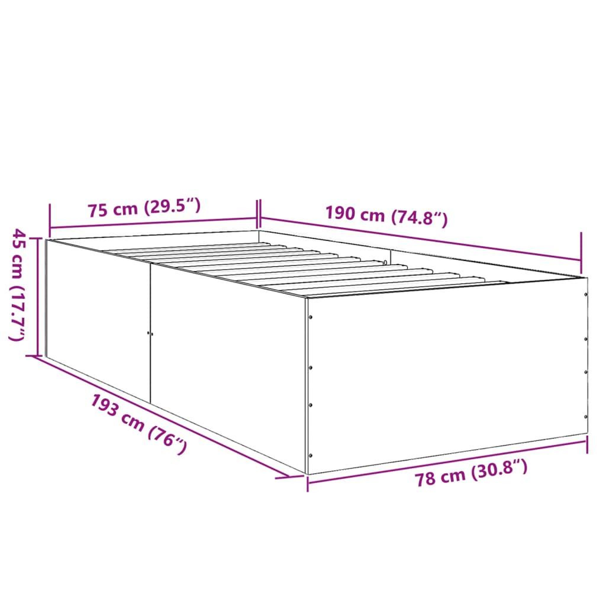 Voir la diapositive 6 : VIDAXL Cadre de lit sans matelas chene sonoma 75x190 cm