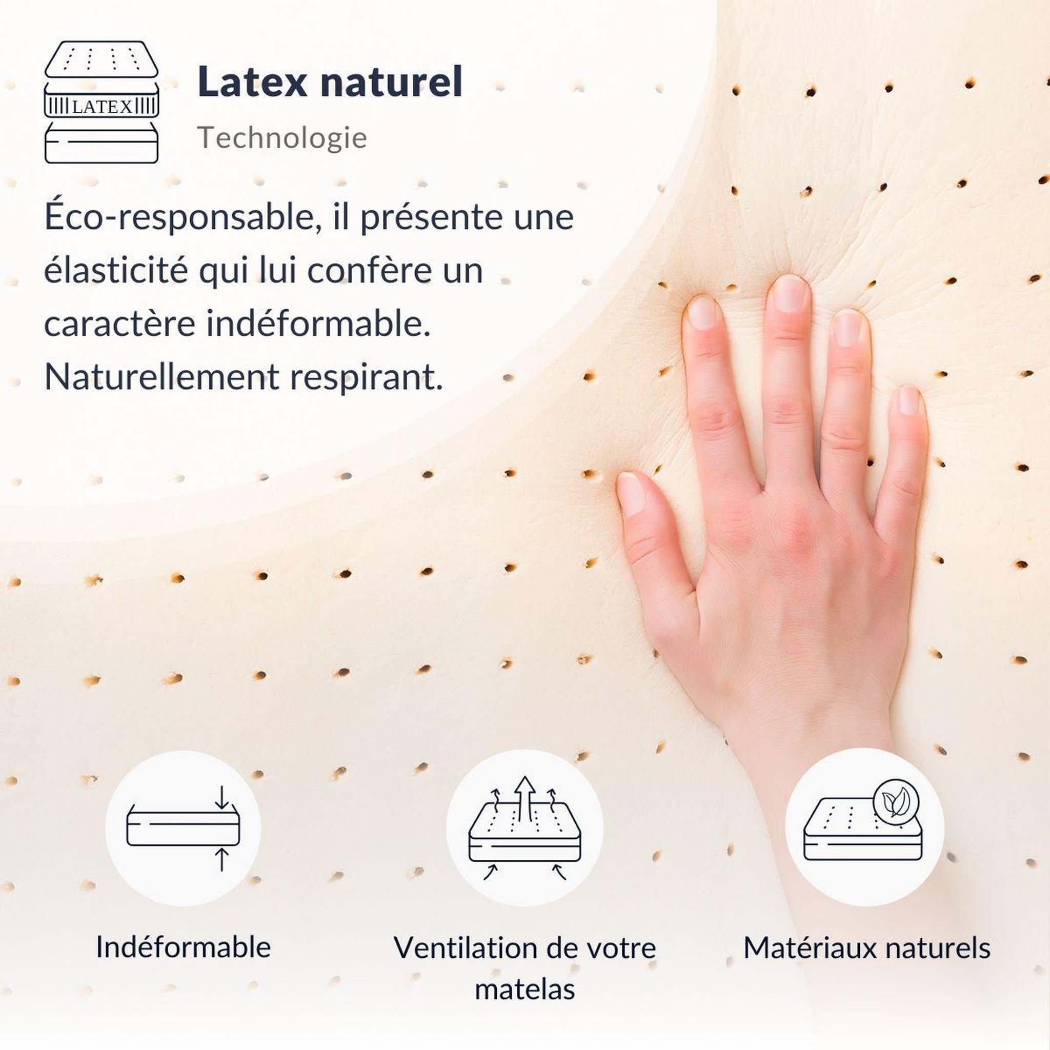 Voir la diapositive 5 : OLYMPE LITERIE Olympe literie | pack prêt à dormir egio | matelas latex like + sommier bois + accessoires