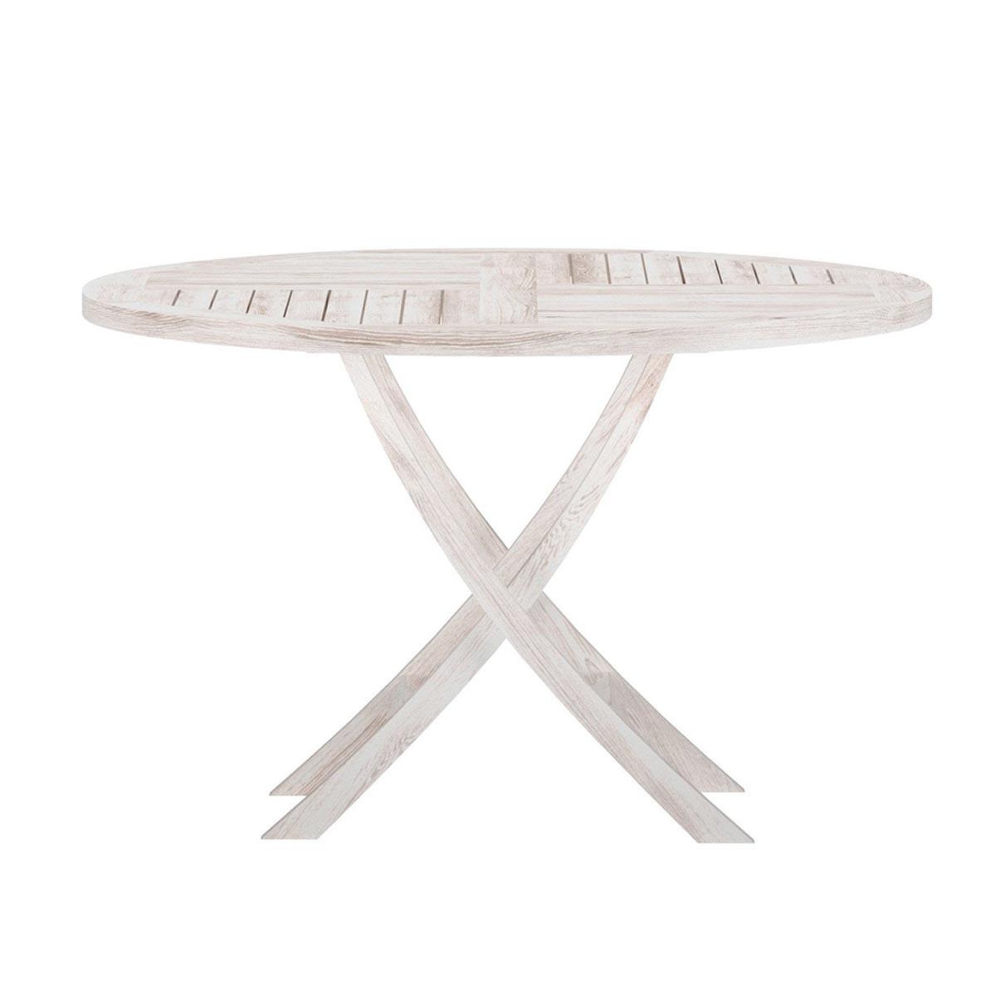 Voir la diapositive 2 : Paris Prix Table de Jardin Ronde  Kenya  120cm Naturel Blanchi