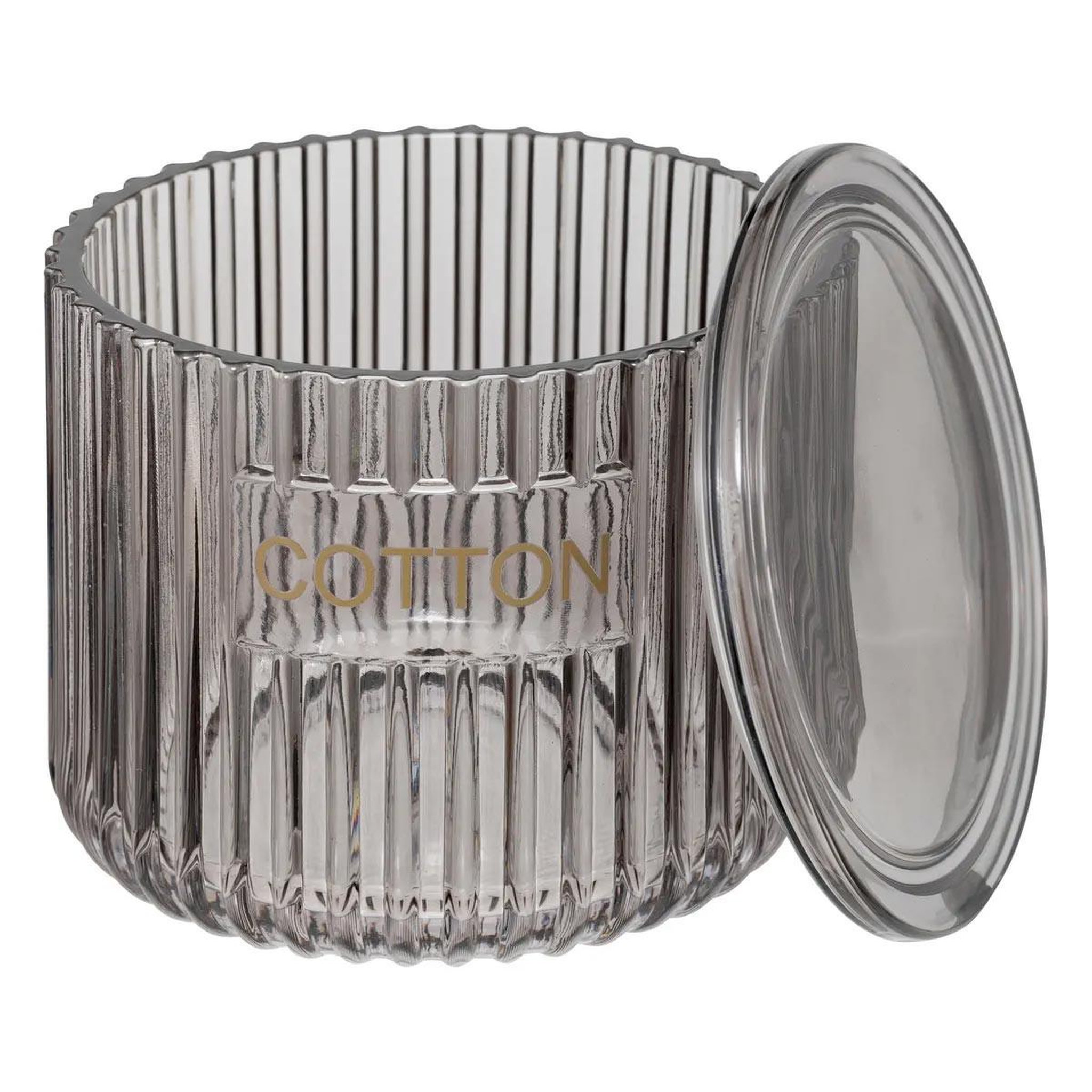 Voir la diapositive 2 : FIVE Pot à coton en verre  glass  10cm gris