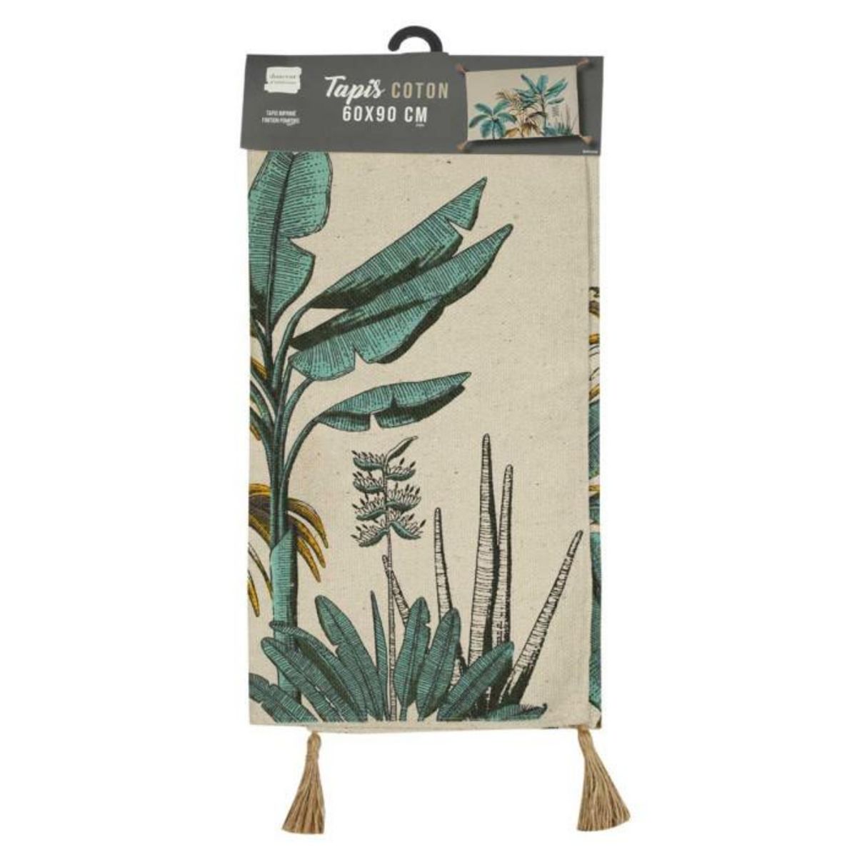 Paris Prix Tapis Déco à Pompons  Balinesia  60x90cm Naturel