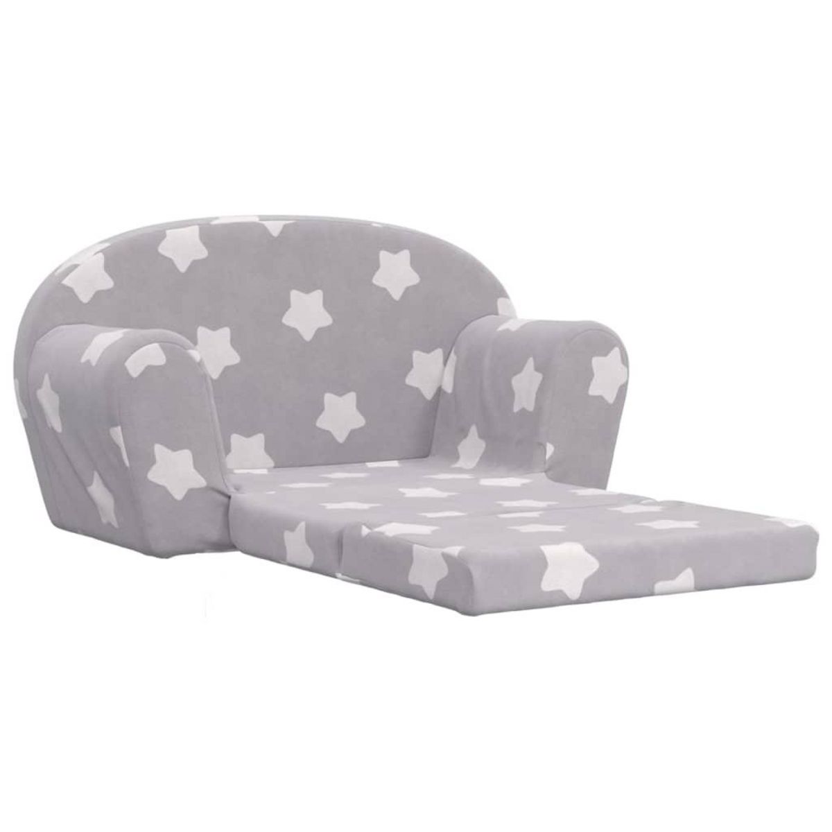 VIDAXL Canape-lit enfant 2 places gris clair etoiles peluche douce