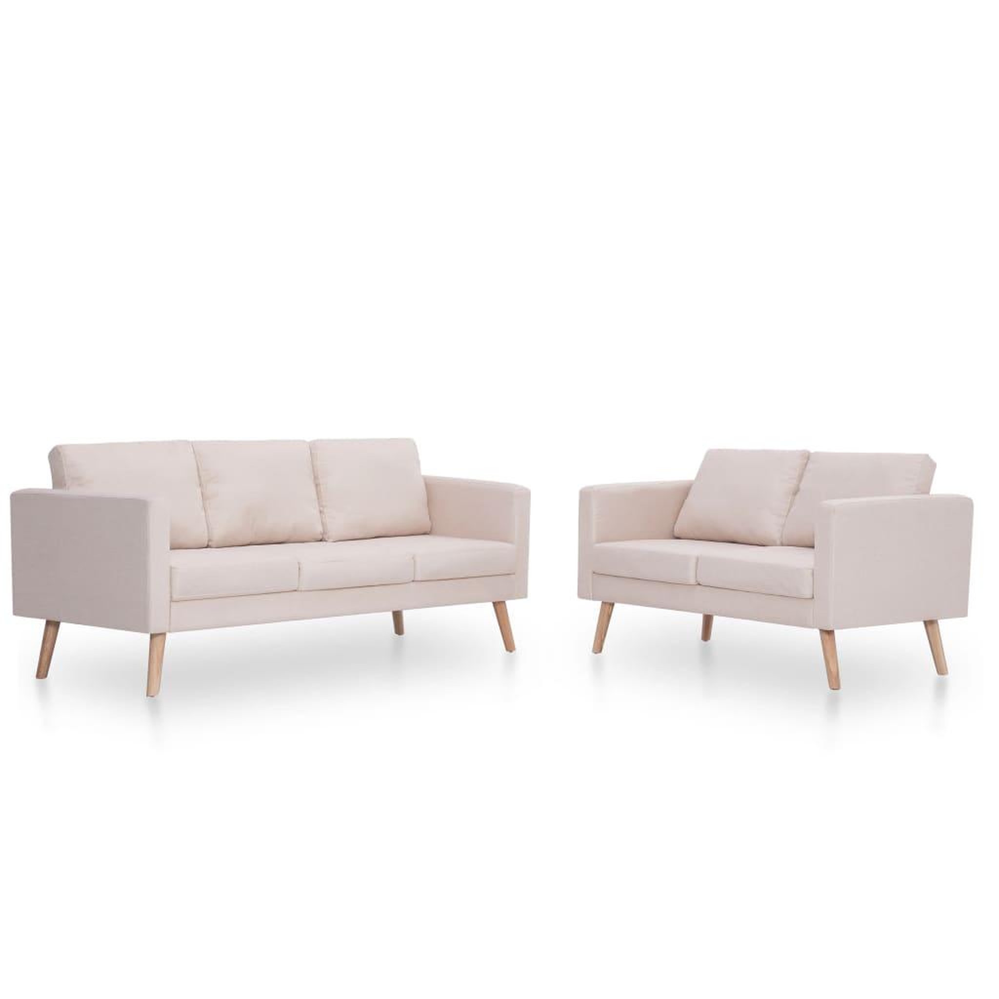 Voir la diapositive 2 : VIDAXL Ensemble de canape 2 pcs tissu creme
