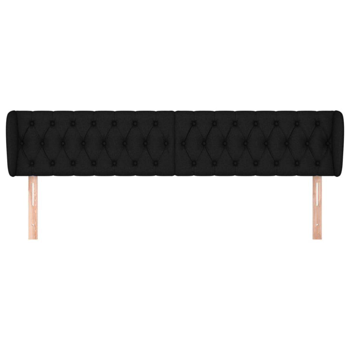 VIDAXL Tete de lit avec oreilles Noir 203x23x78/88 cm Tissu