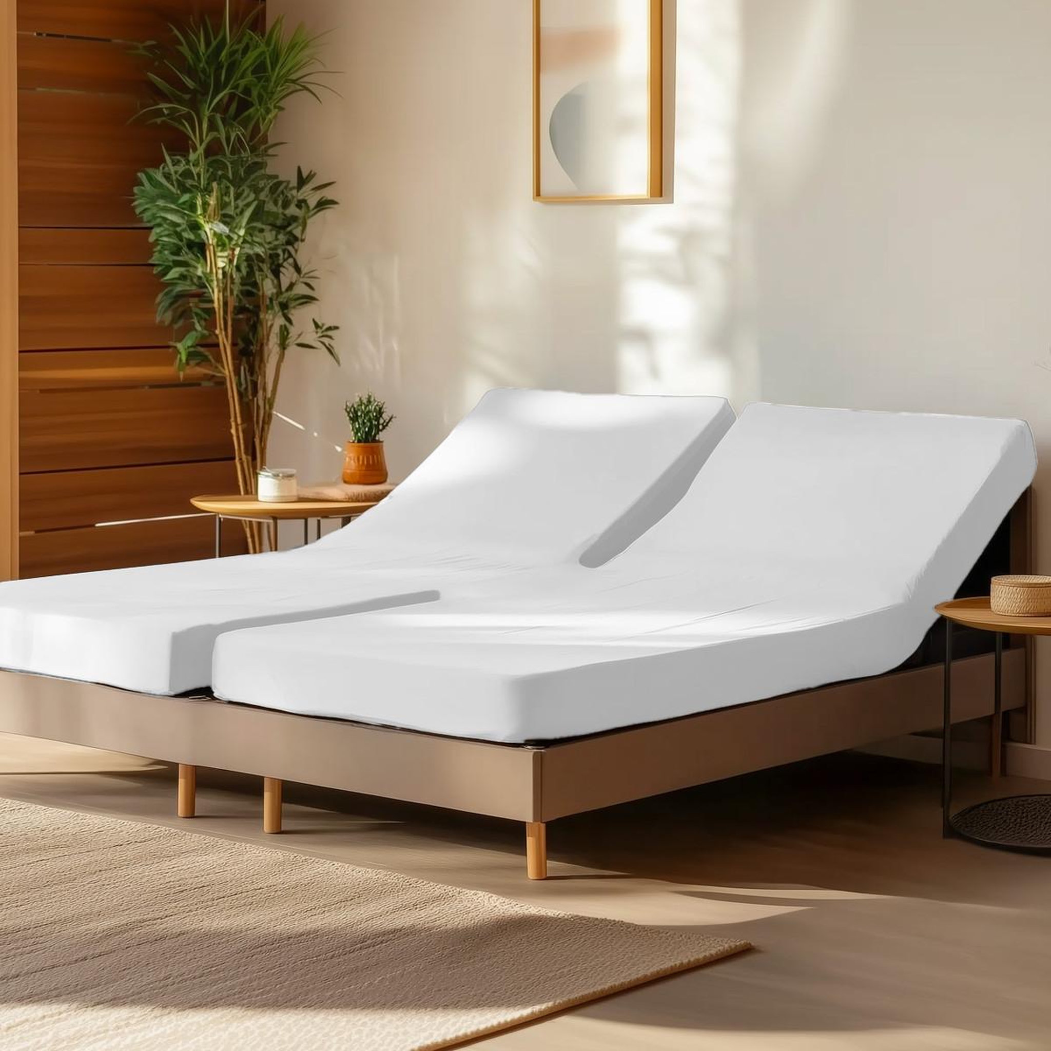 Voir la diapositive 1 : Sensei Maison Drap housse en percale de coton pour lit articulé SOFT PERCALE