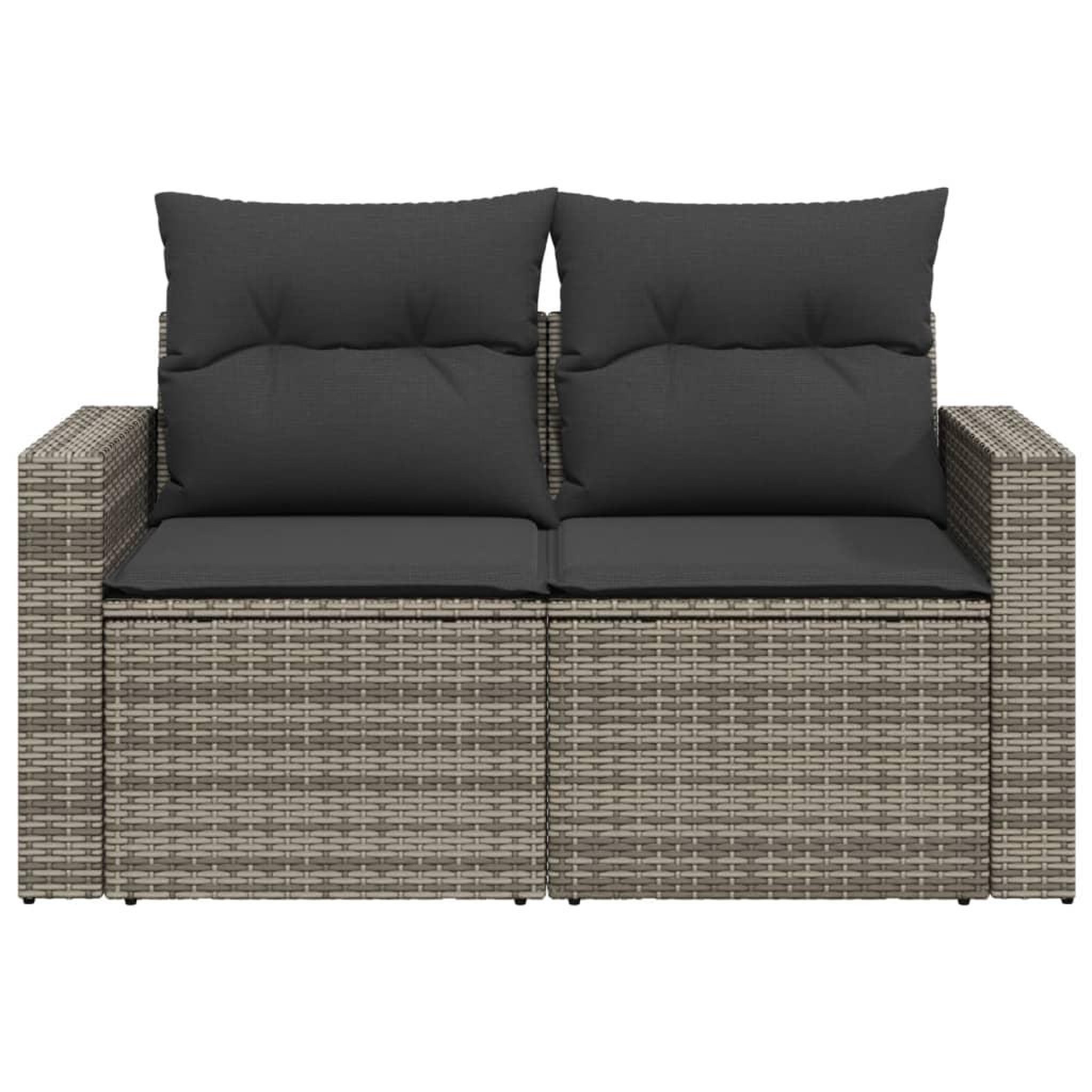 Voir la diapositive 4 : VIDAXL Canape de jardin 2 places avec coussins gris resine tressee