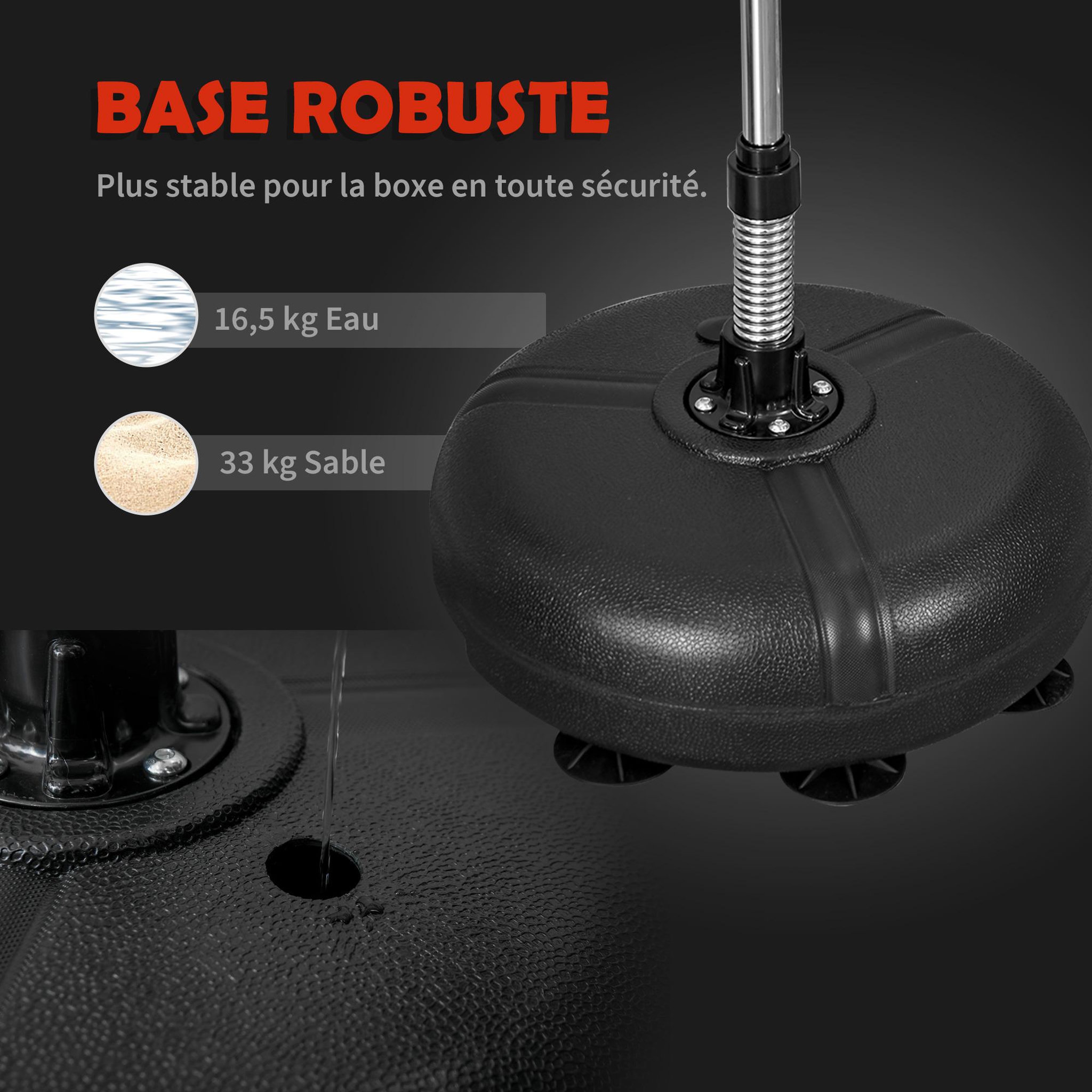 Voir la diapositive 6 : HOMCOM Punching ball sur pied hauteur réglable h.133 -151cm - ressort central, socle ventouses - accessoires - jaune noir