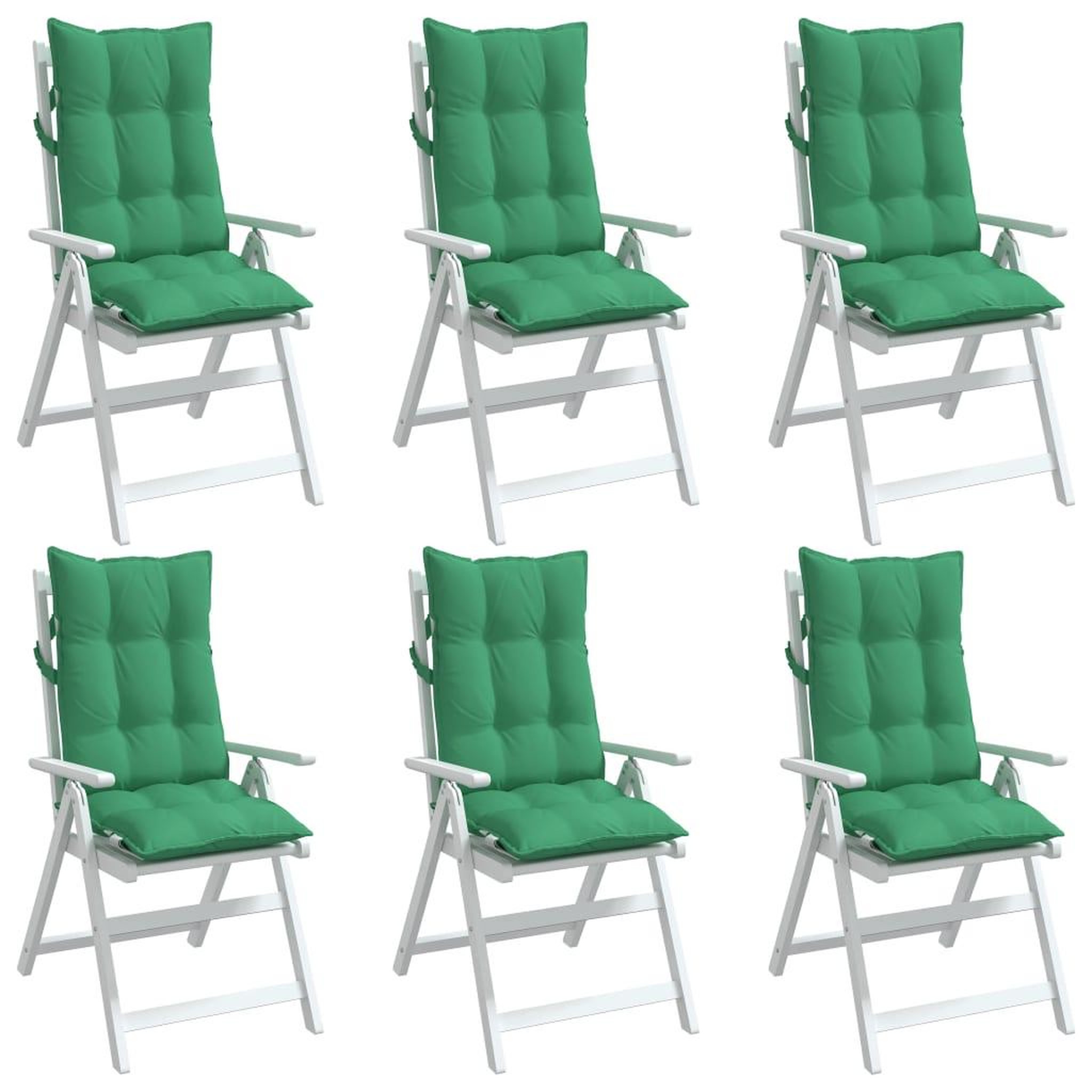 Voir la diapositive 4 : VIDAXL Coussins de chaise a dossier haut lot de 6 vert tissu oxford