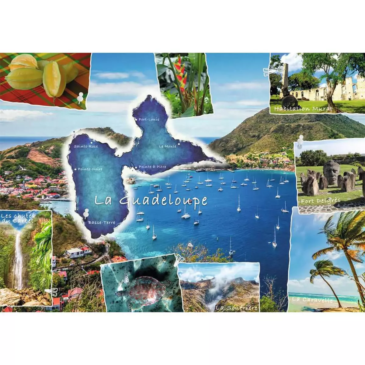 Nathan Puzzle 1000 pièces : Carte postale de La Guadeloupe
