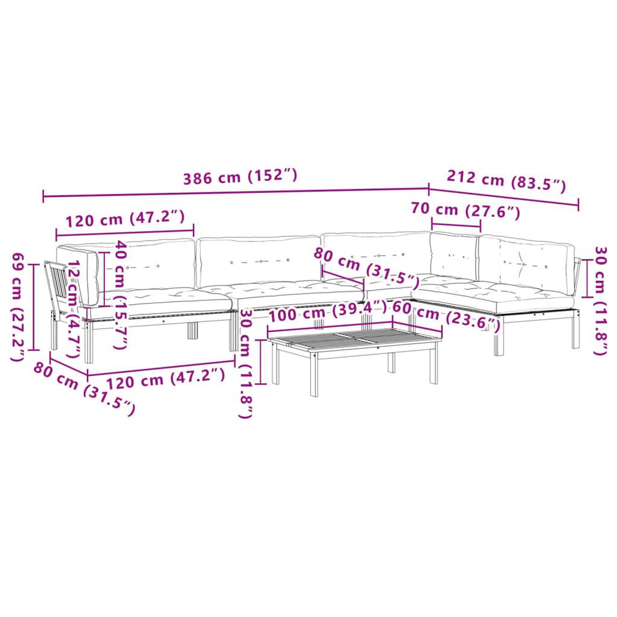 Voir la diapositive 6 : VIDAXL Salon palette de jardin avec coussins 5pcs bois d'acacia massif