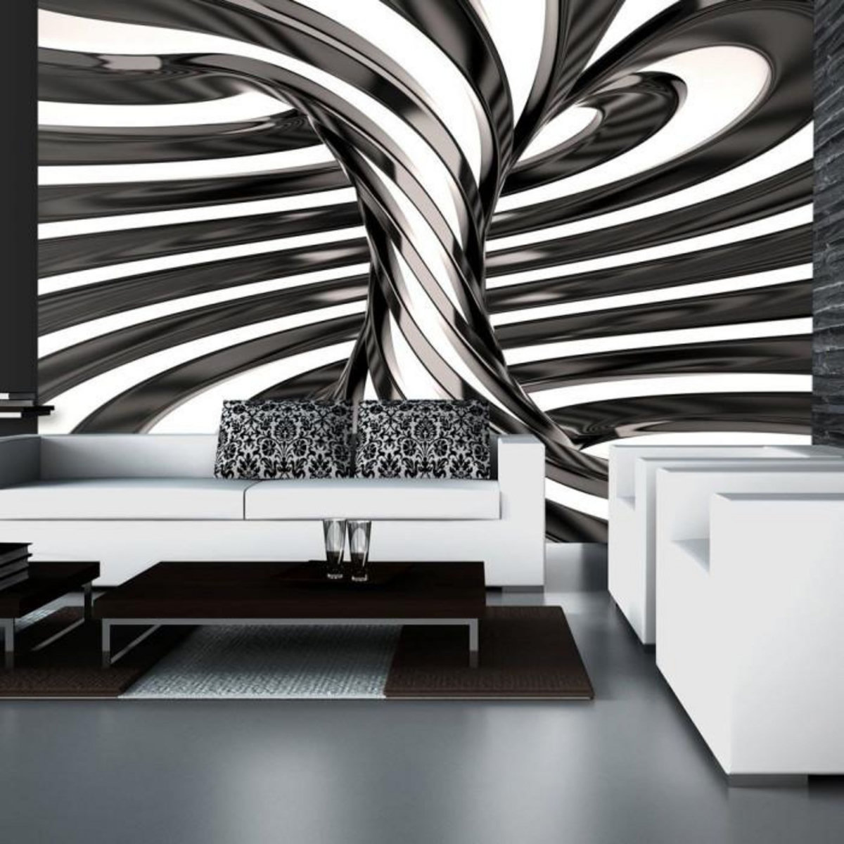 Paris Prix Papier Peint  Black & White Swirl