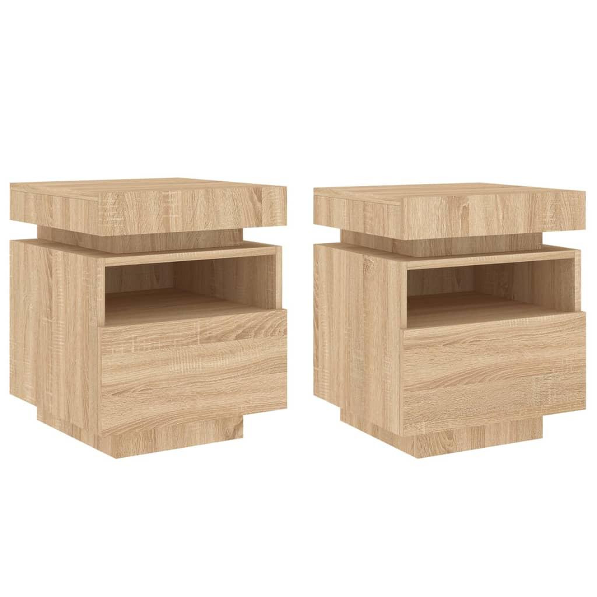 Voir la diapositive 2 : VIDAXL Armoires de chevet avec lumieres LED 2 pcs chene sonoma