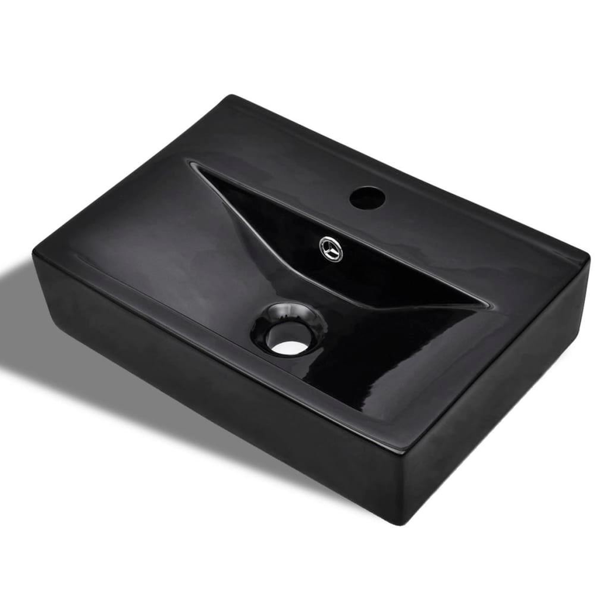 VIDAXL Vasque a trou de trop-plein/robinet noir ceramique pour salle de bain