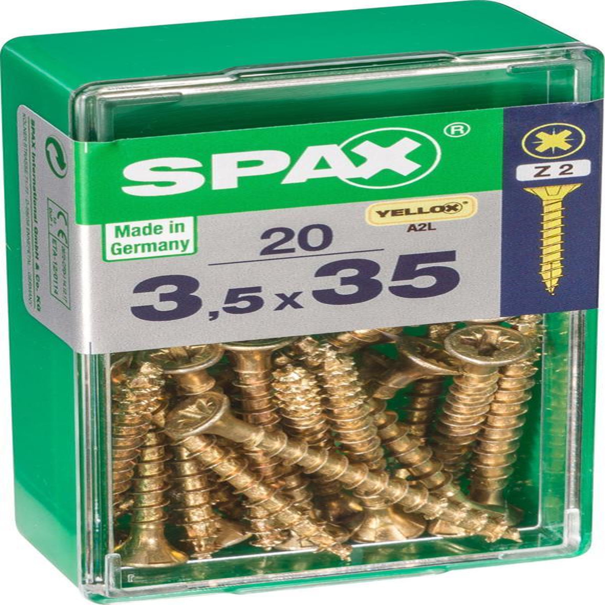 CENTRALE BRICO Lot de 20 vis acier tête fraisée pozidriv SPAX, Diam.3.5 mm x L.35 mm