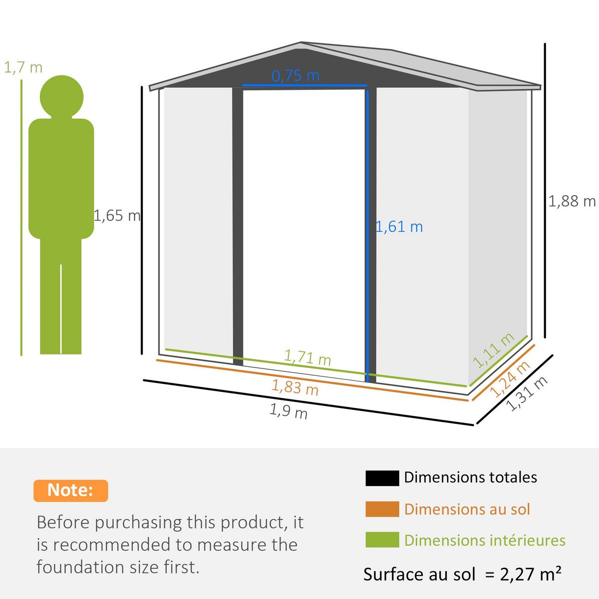 OUTSUNNY Abri de jardin cabanon dim. 190L x 131l x 188H cm porte verrouillable ventilations tôle acier ondulé marron