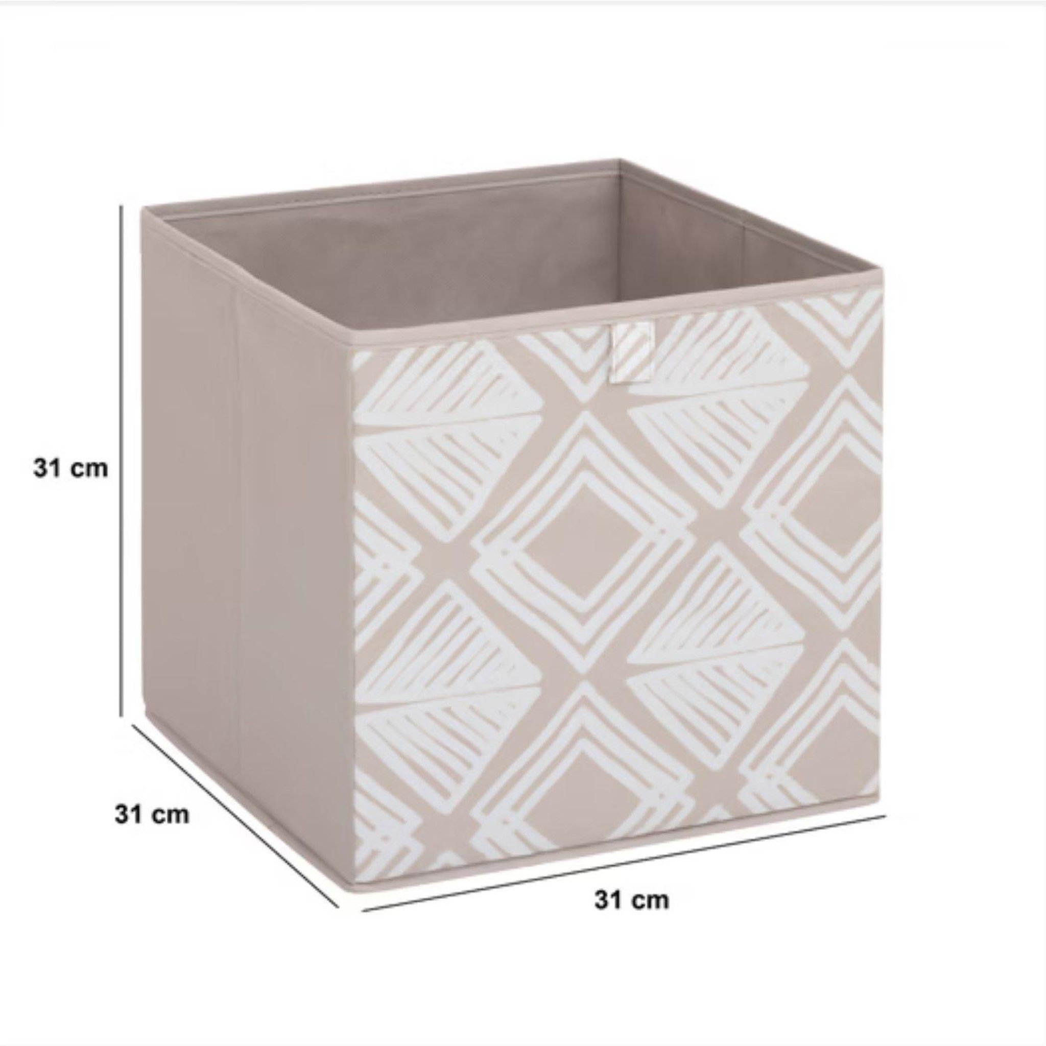 Voir la diapositive 4 : TOILINUX Lot de 2 boites de rangement bohema - l. 31 x l.31 x h. 31 cm - beige