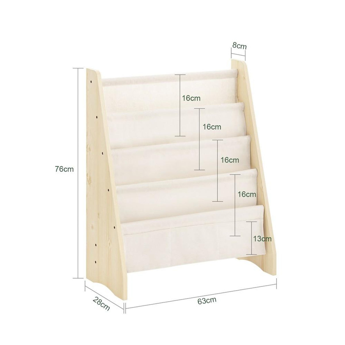 SOBUY SoBuy - Bibliothèque Enfant à 4 compartiments et 3 poches - Moderne - KMB50