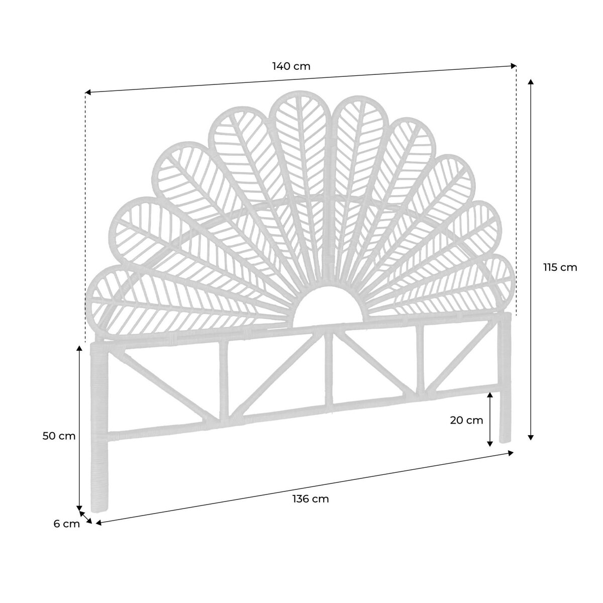 SWEEEK Tête de lit en rotin foncé, Anggun