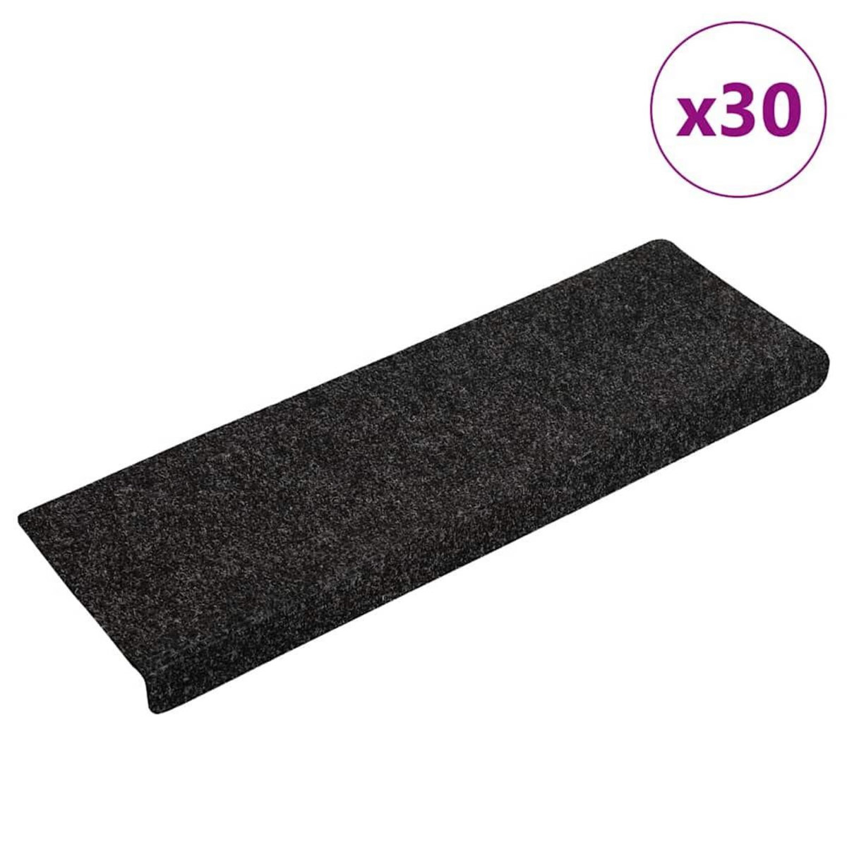 VIDAXL Tapis d'escalier autocollant 30 pcs noir 65x21x4 cm