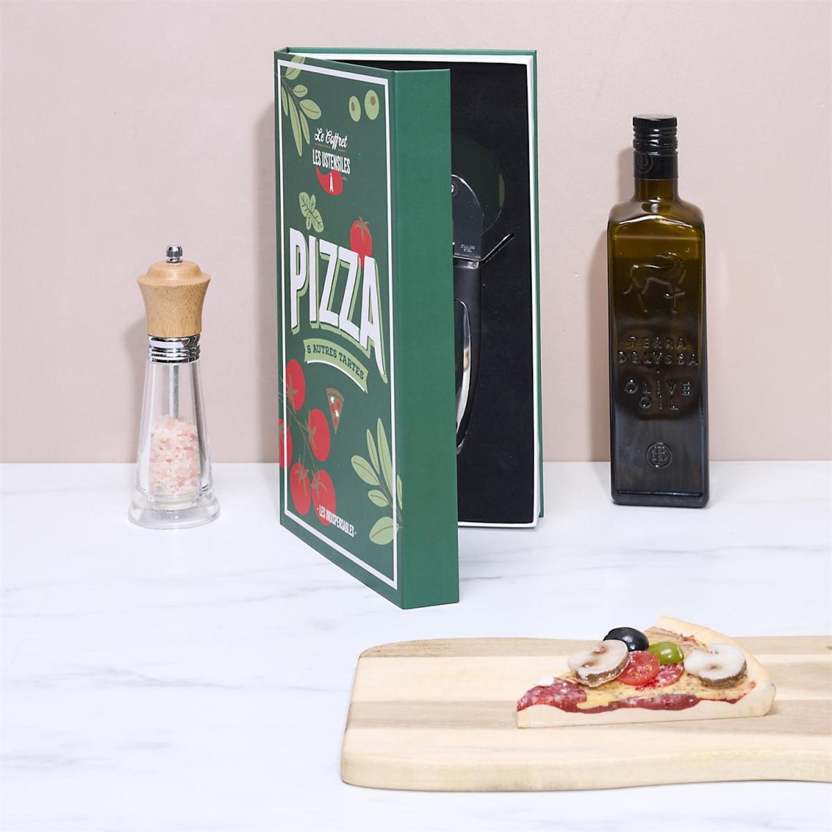 Paris Prix Coffret Ustensiles Pizza  Livre  32cm Vert