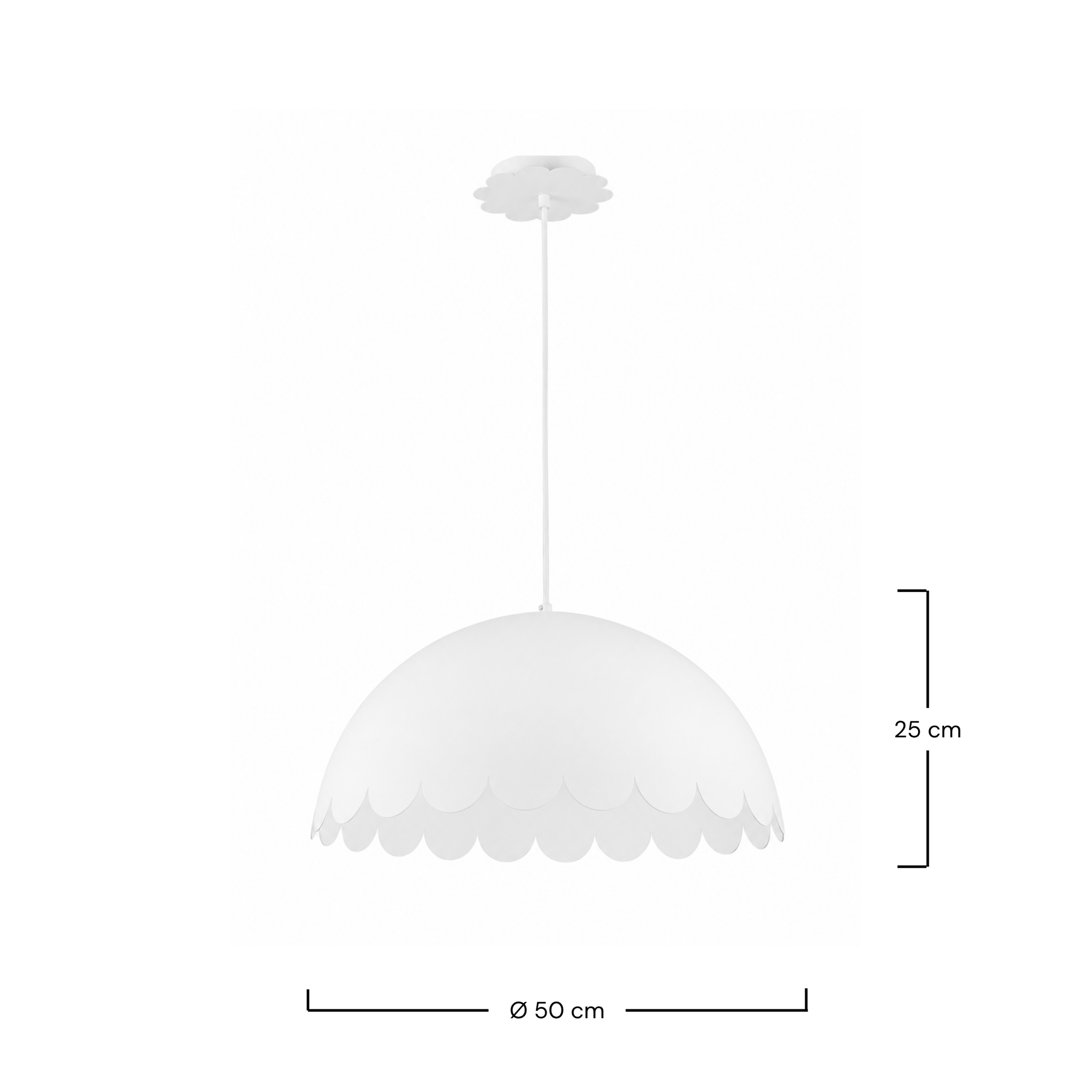 Voir la diapositive 4 : MAISON PAVANE Suspension en métal blanc D50 cm-Flow