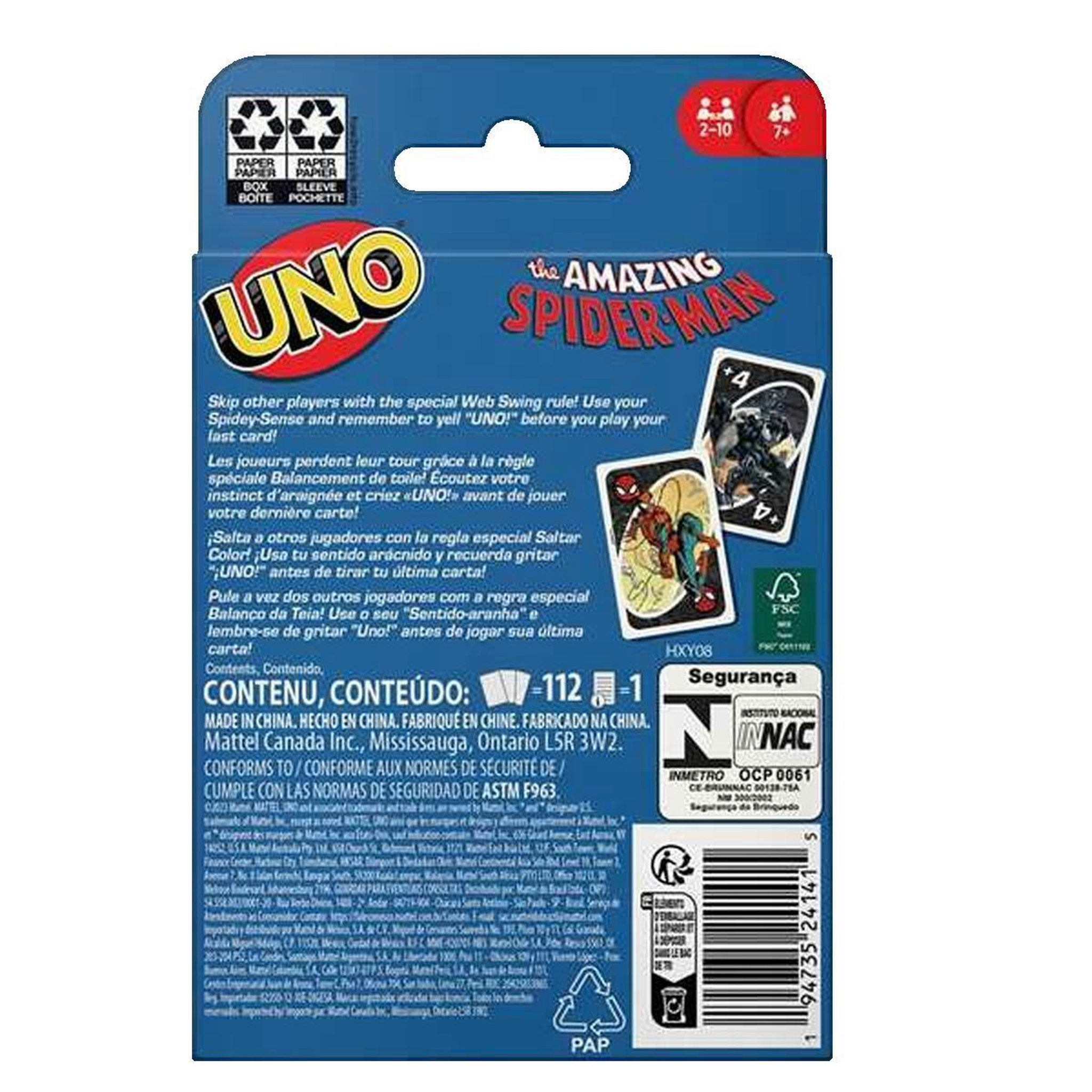 Voir la diapositive 3 : MATTEL Jeu de cartes Mattel UNO Spider-Man