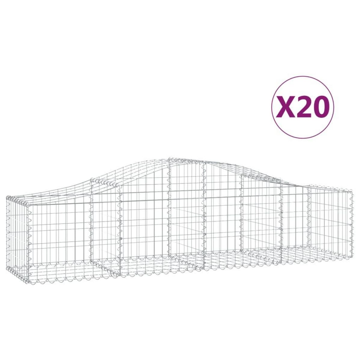VIDAXL Paniers a gabions arques 20 pcs 200x50x40/60 cm fer galvanise