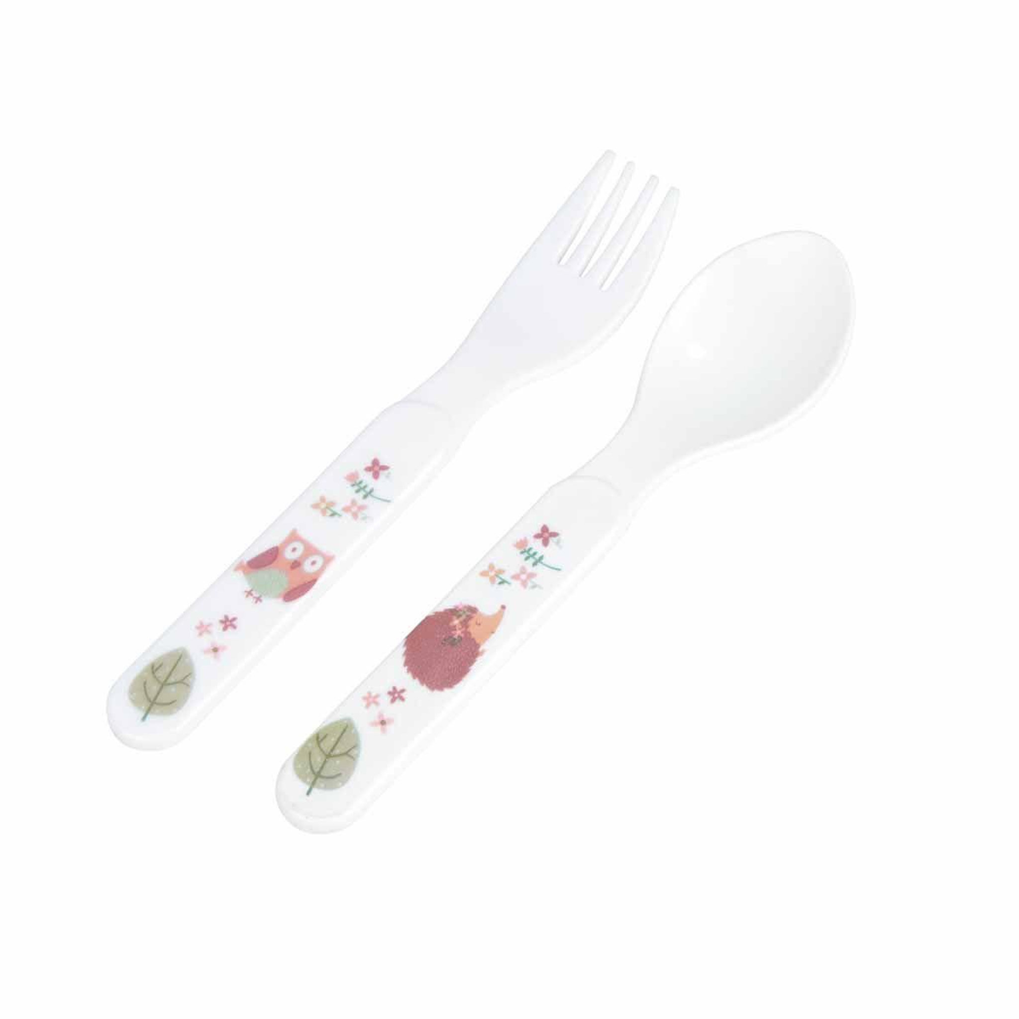 BEBE DOUCEUR Lot de 2 couverts bébé  forêt magique  blanc