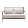 Voir la diapositive 5 : SWEEEK Banquette à bouclettes . pieds bois d'hévéa teinté noyer clair. 2 places droit fixe. pieds compas scandinave