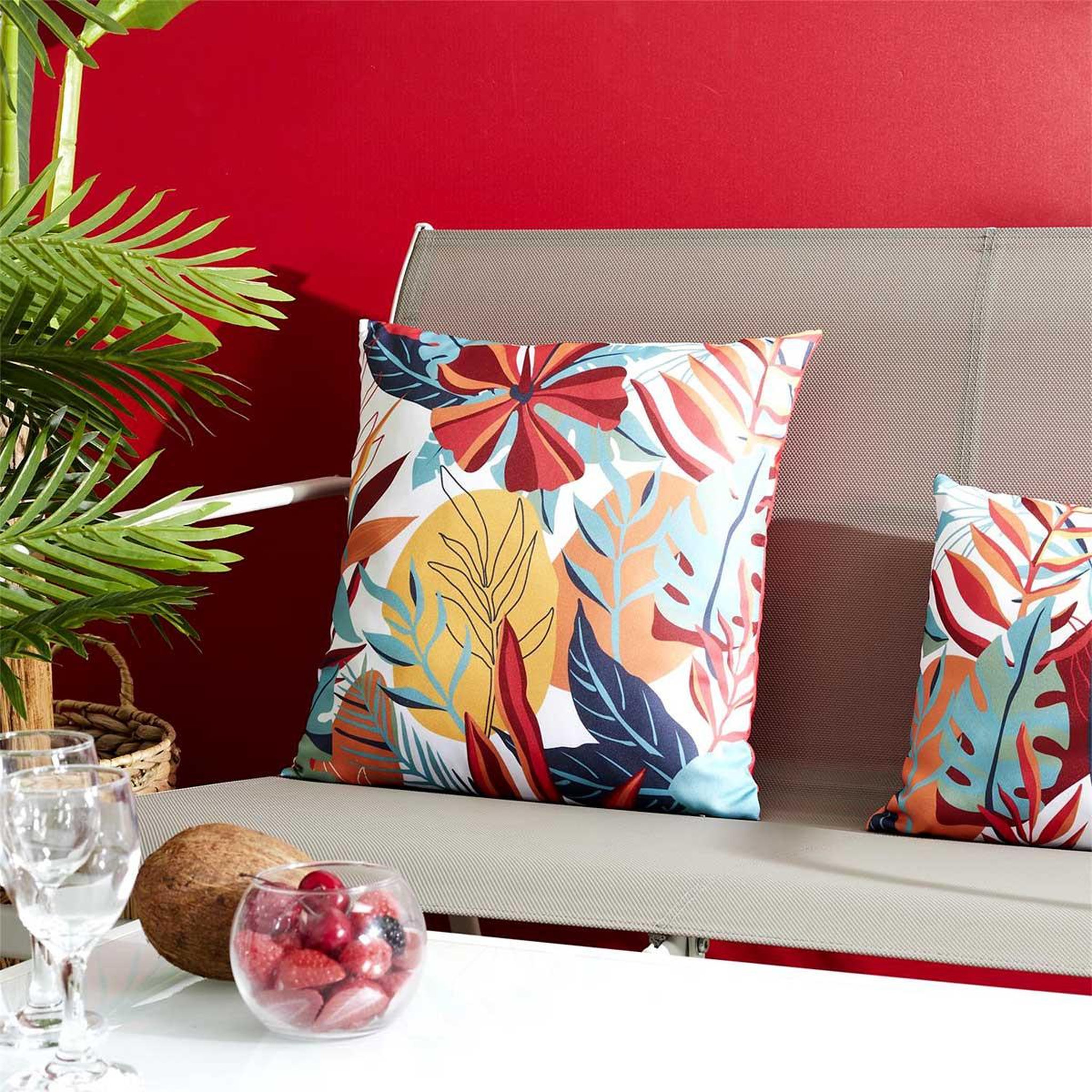 Voir la diapositive 4 : The Home Deco Factory Coussin déco  paradis exotique  40x40cm multicolore