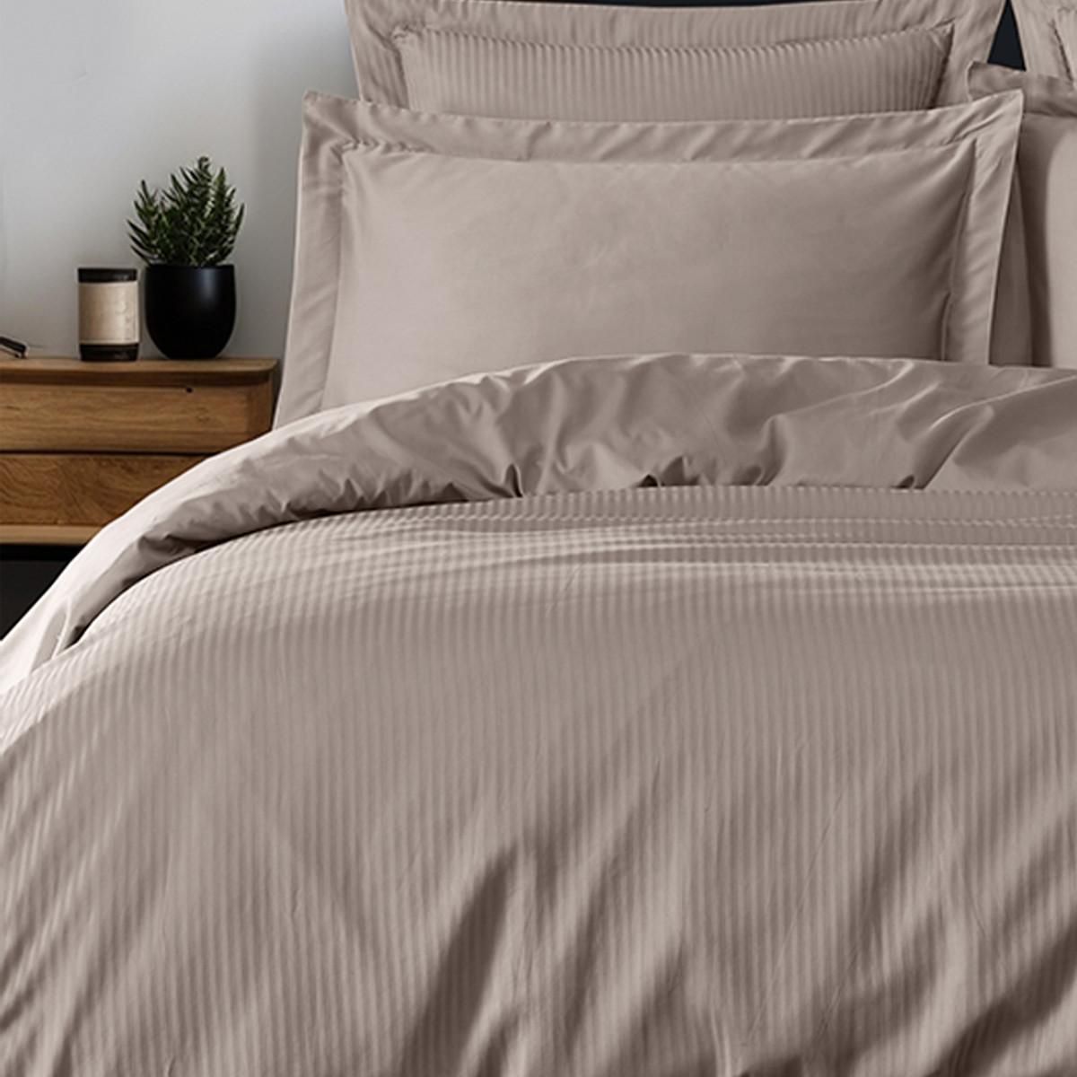 Sensei Maison Parure housse de couette rayée satin + 2 taies 50x70 cm VERSALUXE