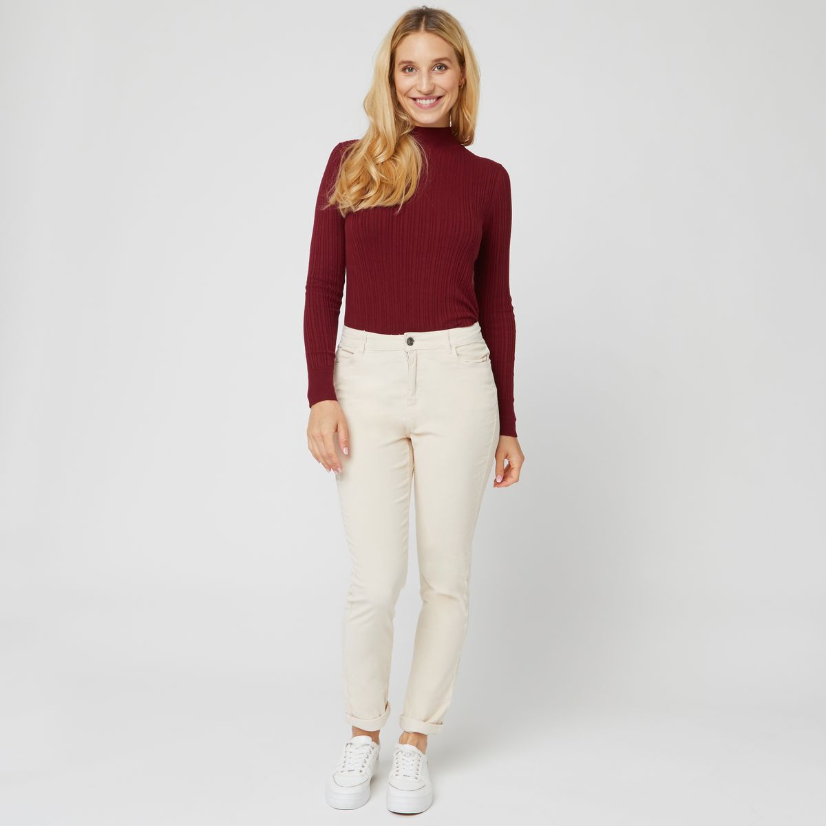 IN EXTENSO Pantalon velours classique beige femme