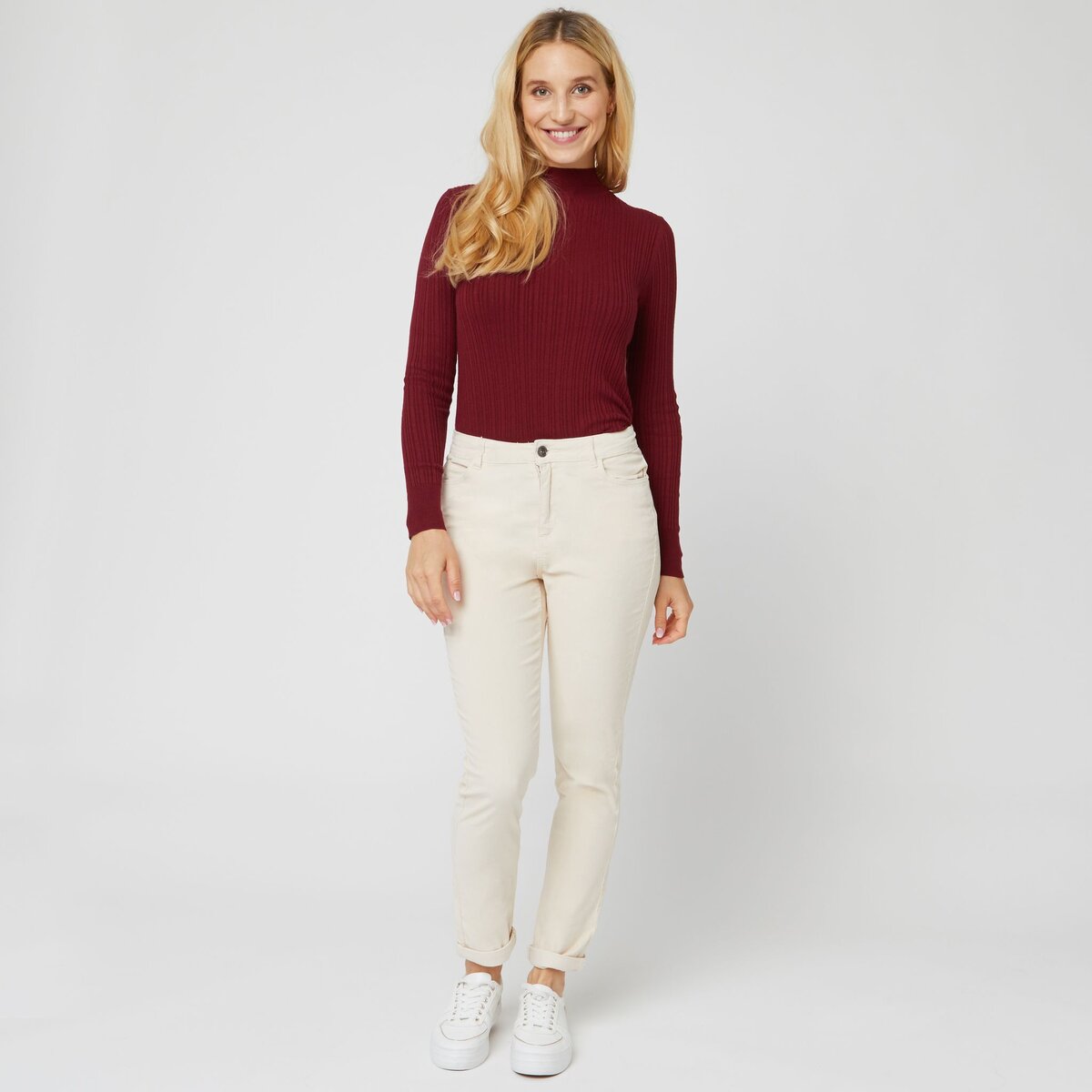 IN EXTENSO Pantalon velours classique beige femme pas cher Auchan