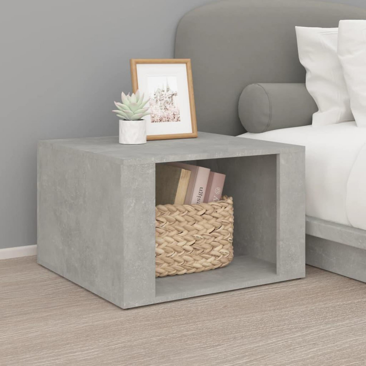 VIDAXL Table de chevet Gris beton 57x55x36 cm Bois d'ingenierie